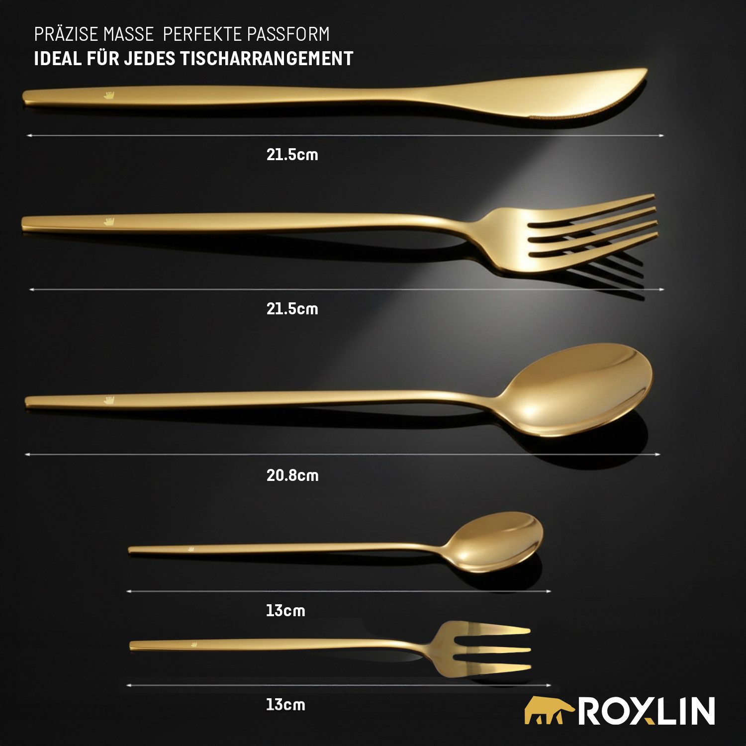 Roxlin Besteck-Set 30-teiliges Edelstahl-Besteckset modern & elegant 4 Farbe