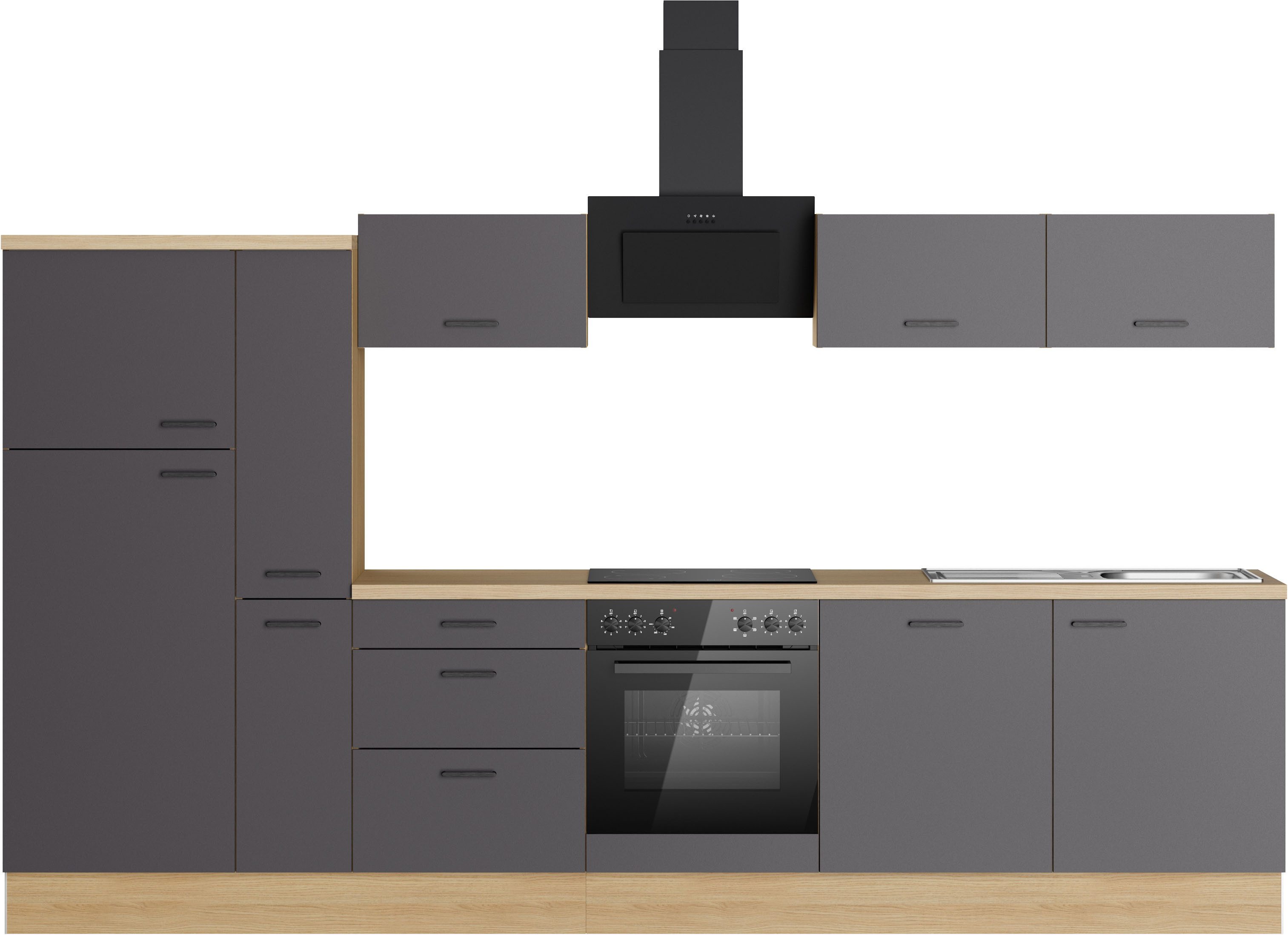 KOCHSTATION Küchenzeile KS-Sion, Breite 330 cm, neue Technik: OPTIsnap, wahlweise mit E-Geräten