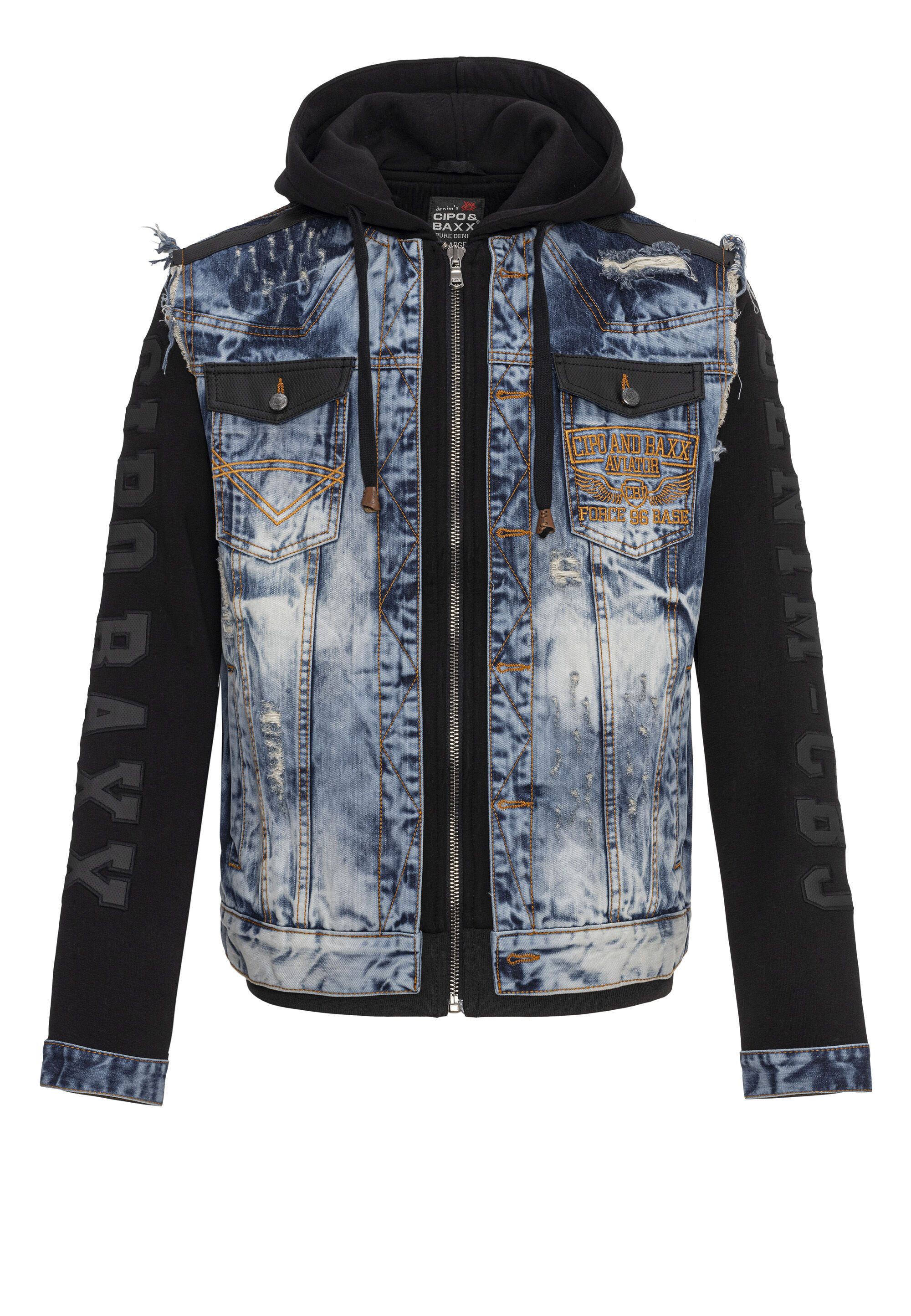 Cipo & Baxx Jeansjacke CJ309 Metallknöpfe und markante Ziernähte