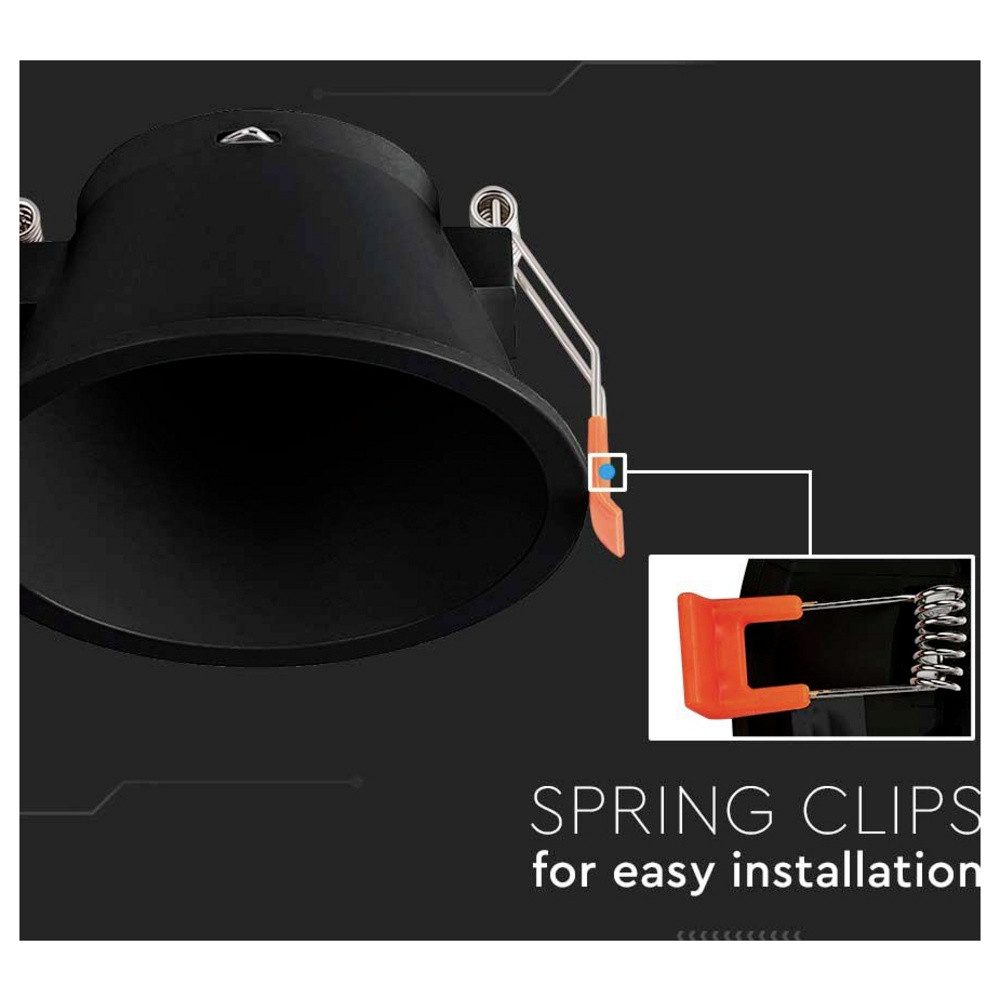 V-TAC Einbauleuchte V-TAC VT-925 GU10 FITTING ROUND-BLACK 6637 Einbaurahmen IP20 Schwa