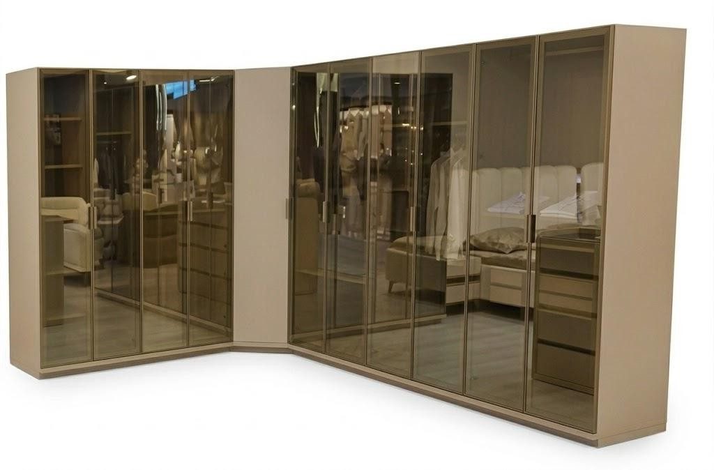 Xlmoebel Eckkleiderschrank Eckkleiderschrank Eckschrank Beige Braun Modern Eleganter Luxus (1-St., 1-tlg)