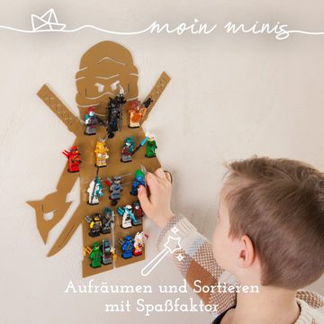 moin minis Wandregal moin minis Ninja Kinderzimmer Regal Gold für 18 Minifiguren kompatibe