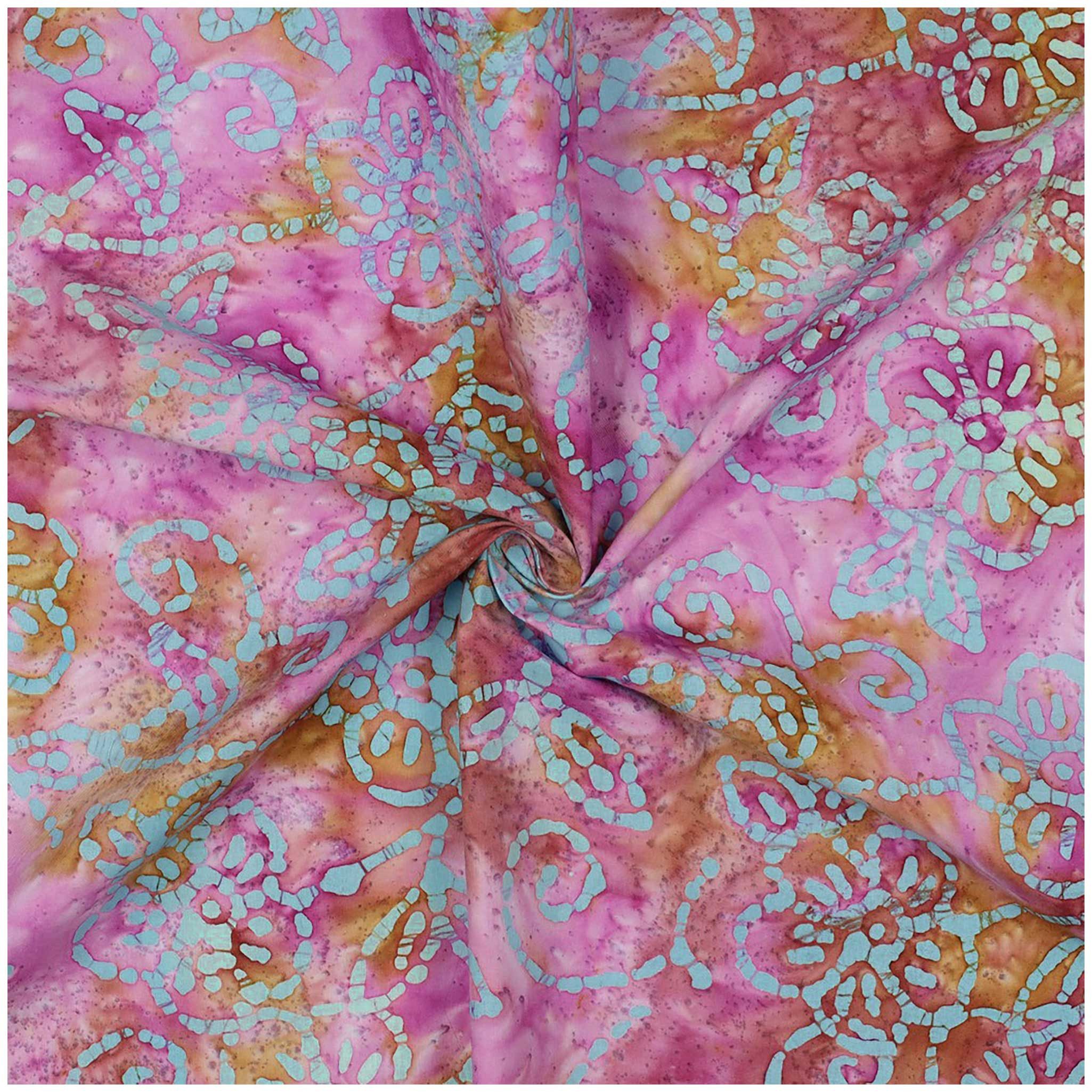 maDDma Stoff Baumwollstoff Blumen-Batik ab 0,5x1,37m Sommerstoff Meterware, rosa