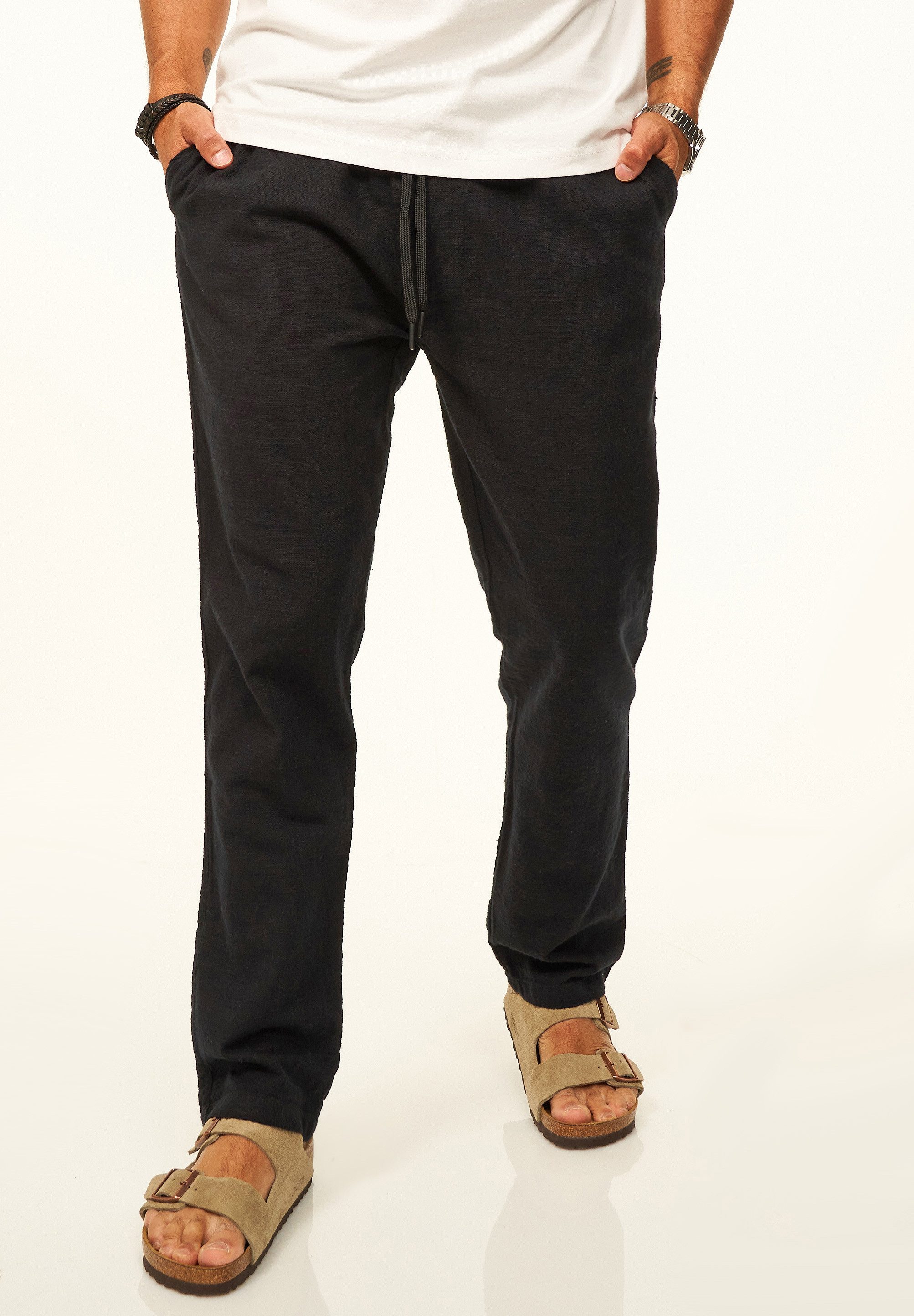 CARISMA Stoffhose in Leinen-Optik im Chinohose Stil mit Gummibund & Kordel - Sommerhose Herren luftige Freizeithose - Ideal für den Sommer & warme Tage
