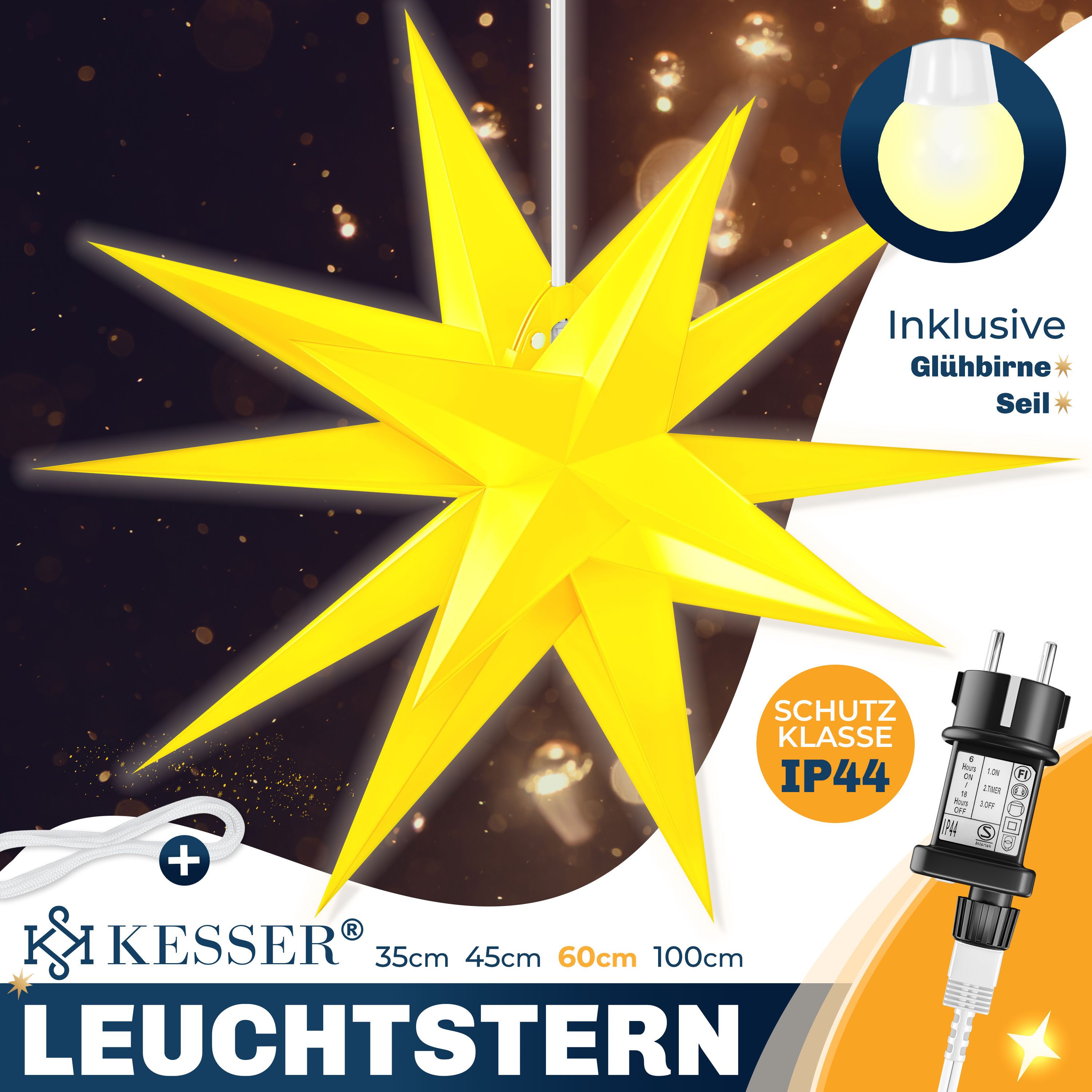 KESSER Weihnachtsfigur, Leuchtstern 3D, LED Weihnachtsstern mit Timer Innen günstig online kaufen