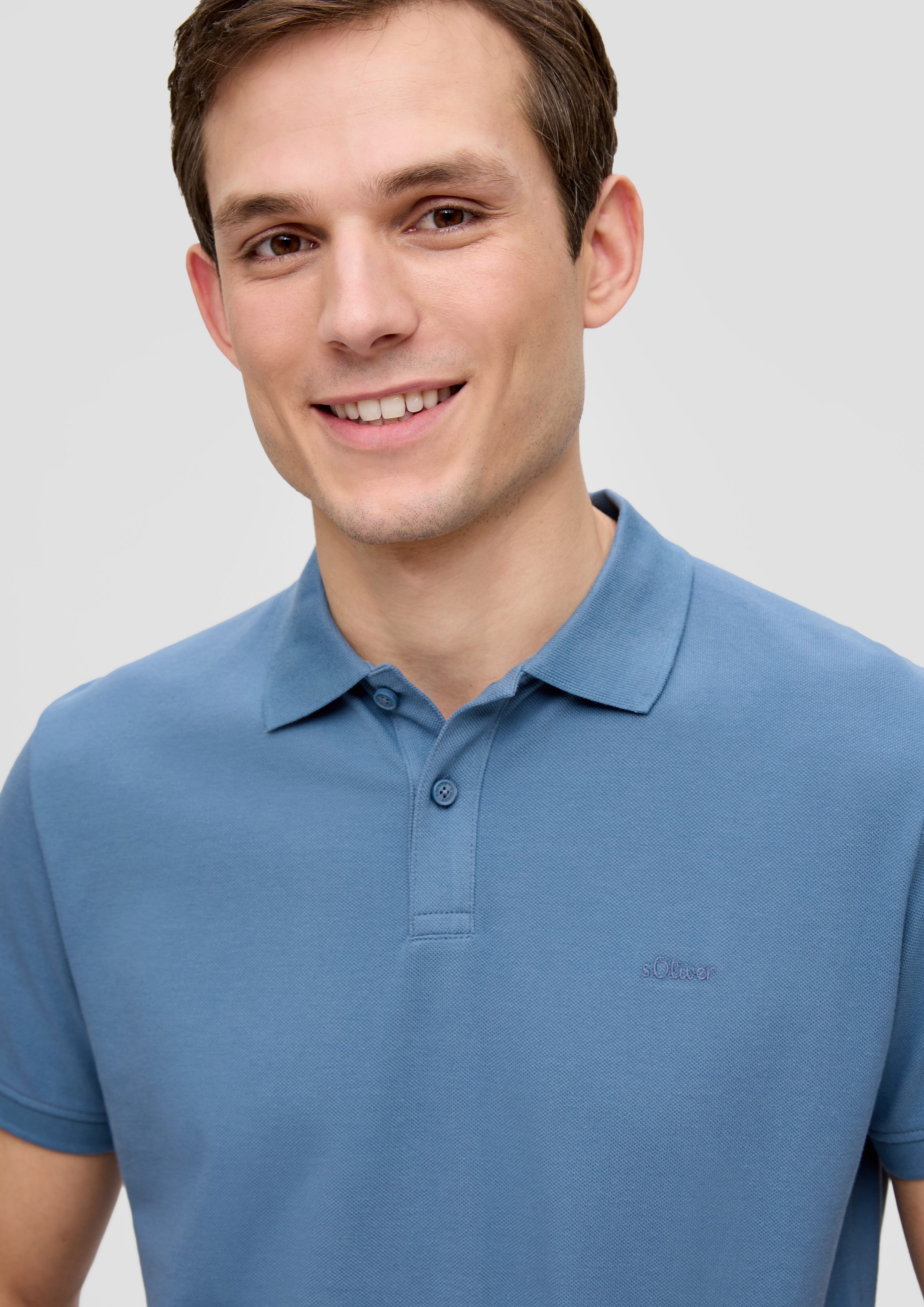 s.Oliver Kurzarmshirt Poloshirt aus Baumwollpiqué Logo günstig online kaufen