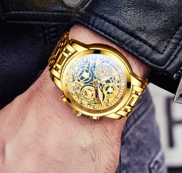Housruse Mechanische Uhr »Mechanische Business-Uhr, reife Herrenuhr, Automatikuhr, goldenes Stahlband, geeignet für Geschäft/Geschenke«