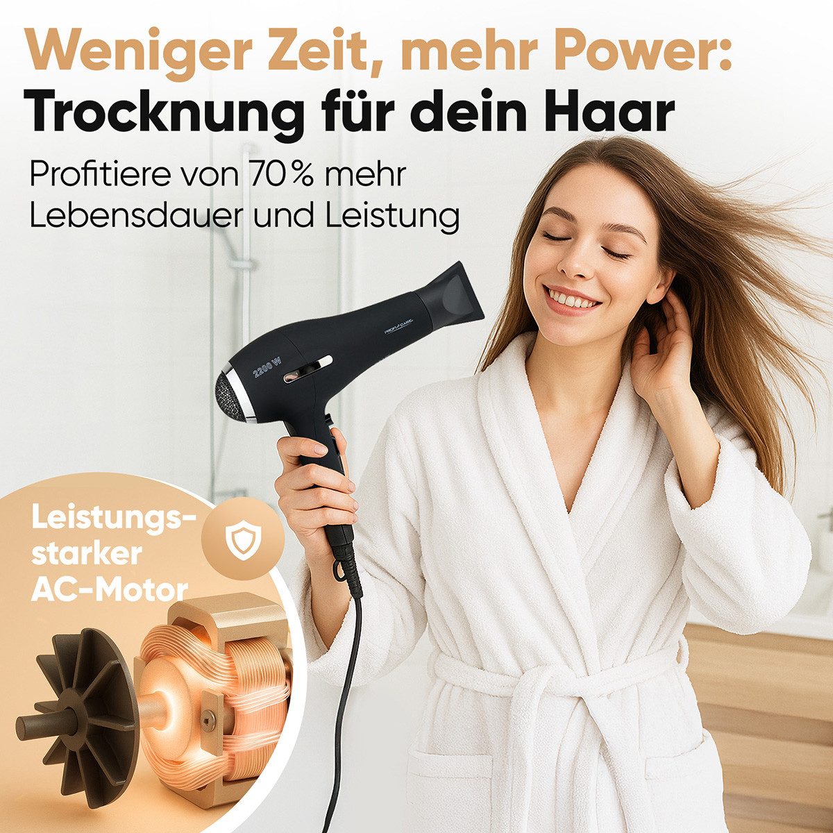 ProfiCare Haartrockner PC-HT 3017, Haartrockner 2200W, Ionisierung, 3 Stufen