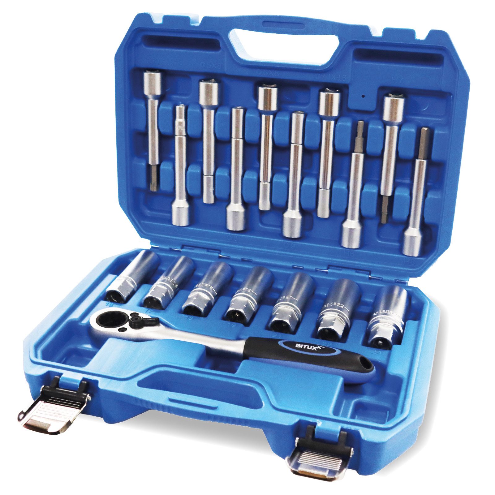 Bituxx Werkzeugset Bituxx Stoßdämpfer Werkzeug Set 18 tlg., (Set, 18-tlg., MS-19605), kompatibel mit vorhandener Ratsche