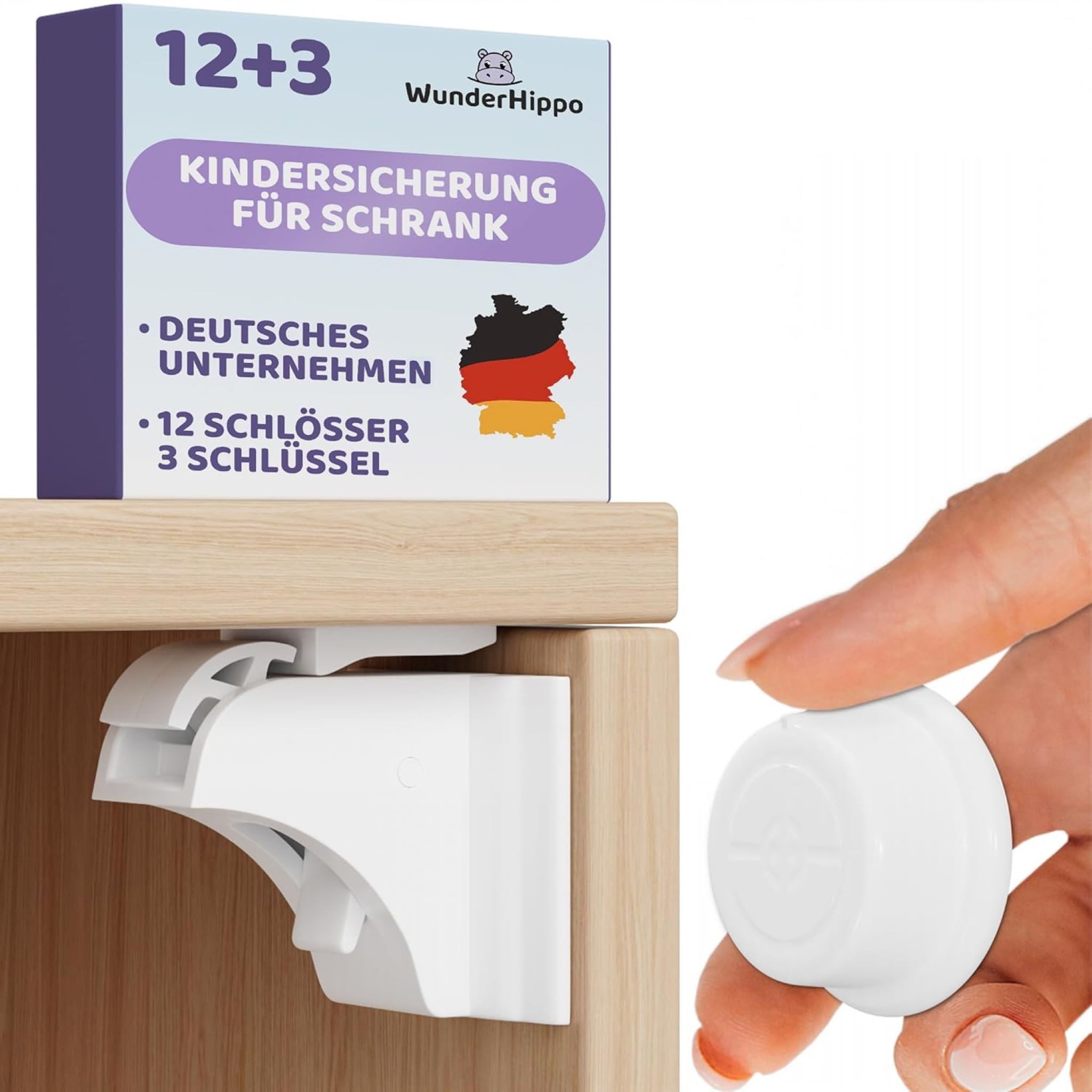 WunderHippo Kindersicherung Magnetische Kindersicherungen 12 Schlösser+3 Schlüssel, weiß