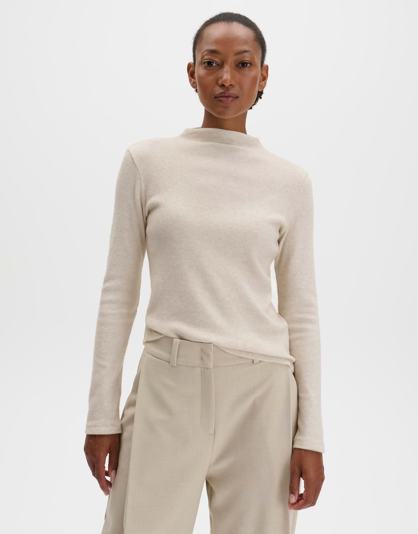 someday Longsleeve Kosie fine mit flauschigem Griff Figurbetonter Schnitt mit feiner, weicher Rippstruktur
