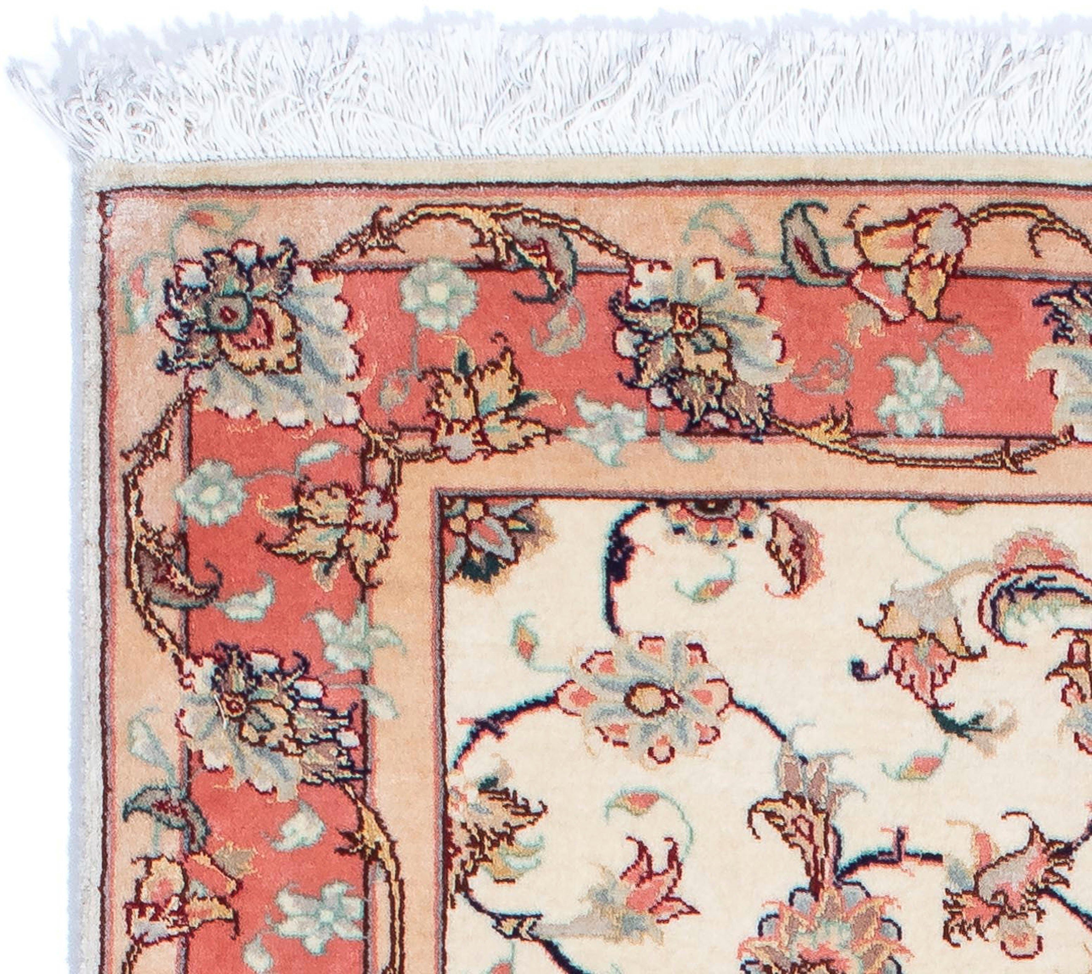 Orientteppich Perser - Täbriz - - morgenland, Wohnzimmer, Zertifikat 77 187 Höhe: Einzelstück mm, 7 cm - mit x beige, Royal rechteckig, Handgeknüpft