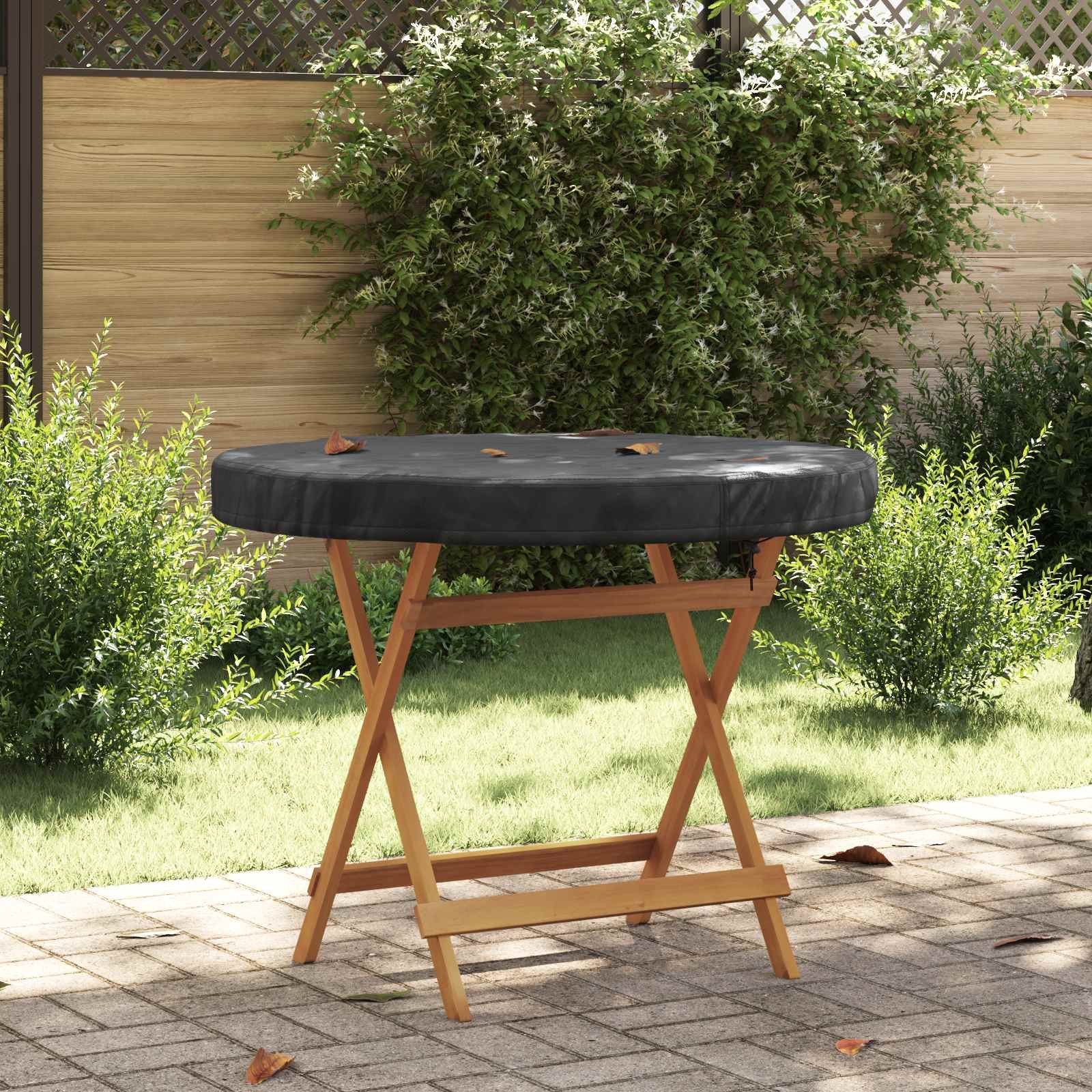 vidaXL Gartenmöbel-Schutzhülle Abdeckung für den Tisch im Freien 92 x 92 x 10 cm Rund Schwarz (1-St)