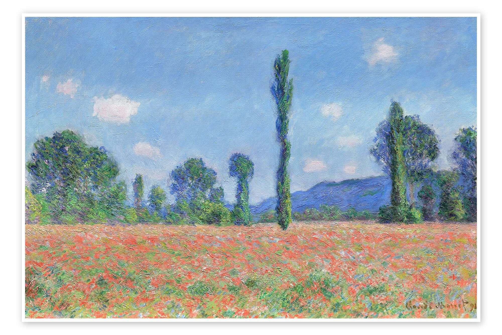 Posterlounge Wandbild Mohnfeld, Claude Monet, erhältlich als Poster, Leinwandbild, Wandsticker oder Acrylglasbild