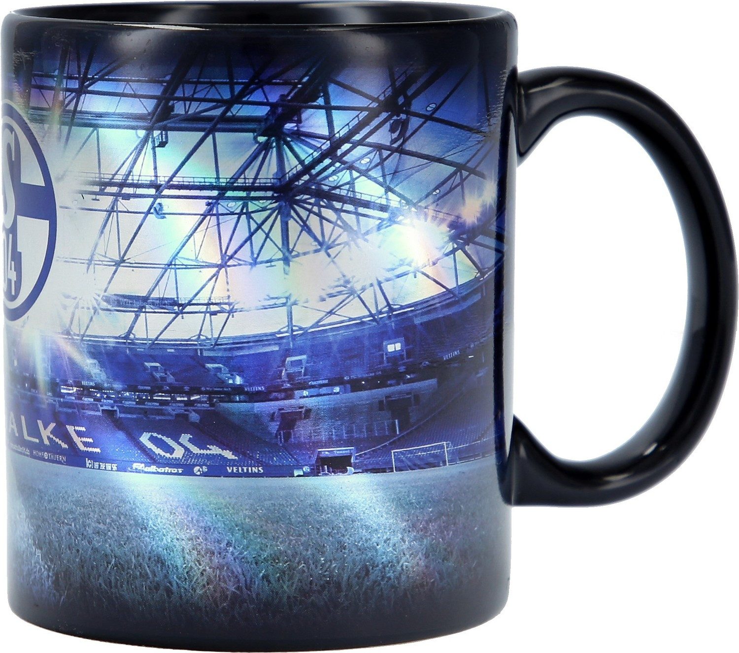 FC Schalke 04 Tasse Kaffeebecher Metallic-Optik Keramik ca. 300 ml Schwarz/Multicolor, Keramik