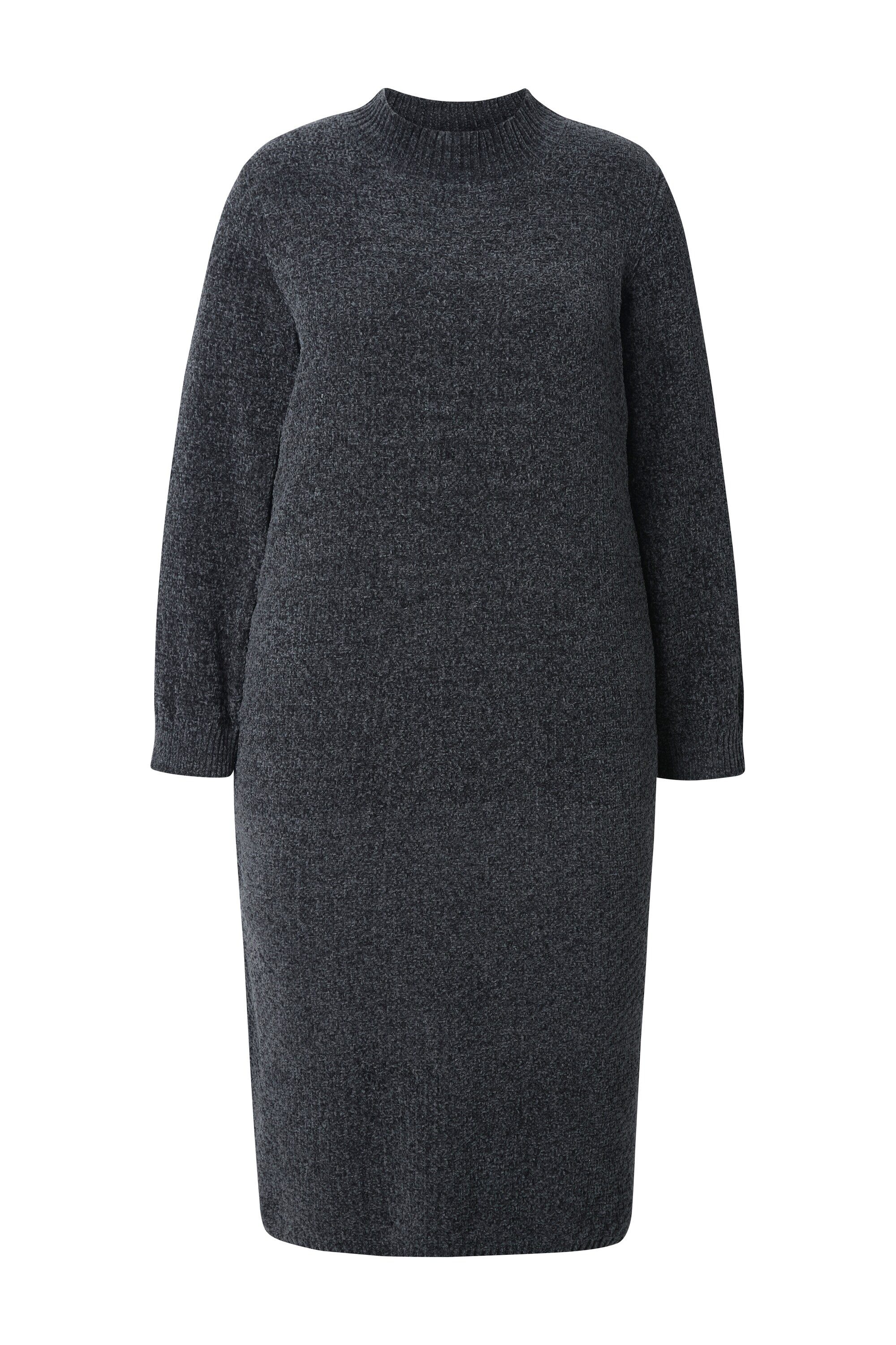 Ulla Popken Strickkleid Chenille-Midikleid weiter Stehkragen Langarm günstig online kaufen