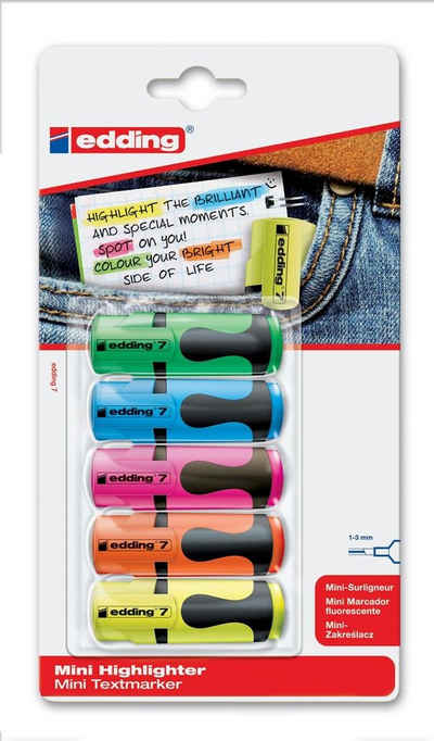 edding Kugelschreiber »5 edding mini highlighter Textmarker farbsortiert«
