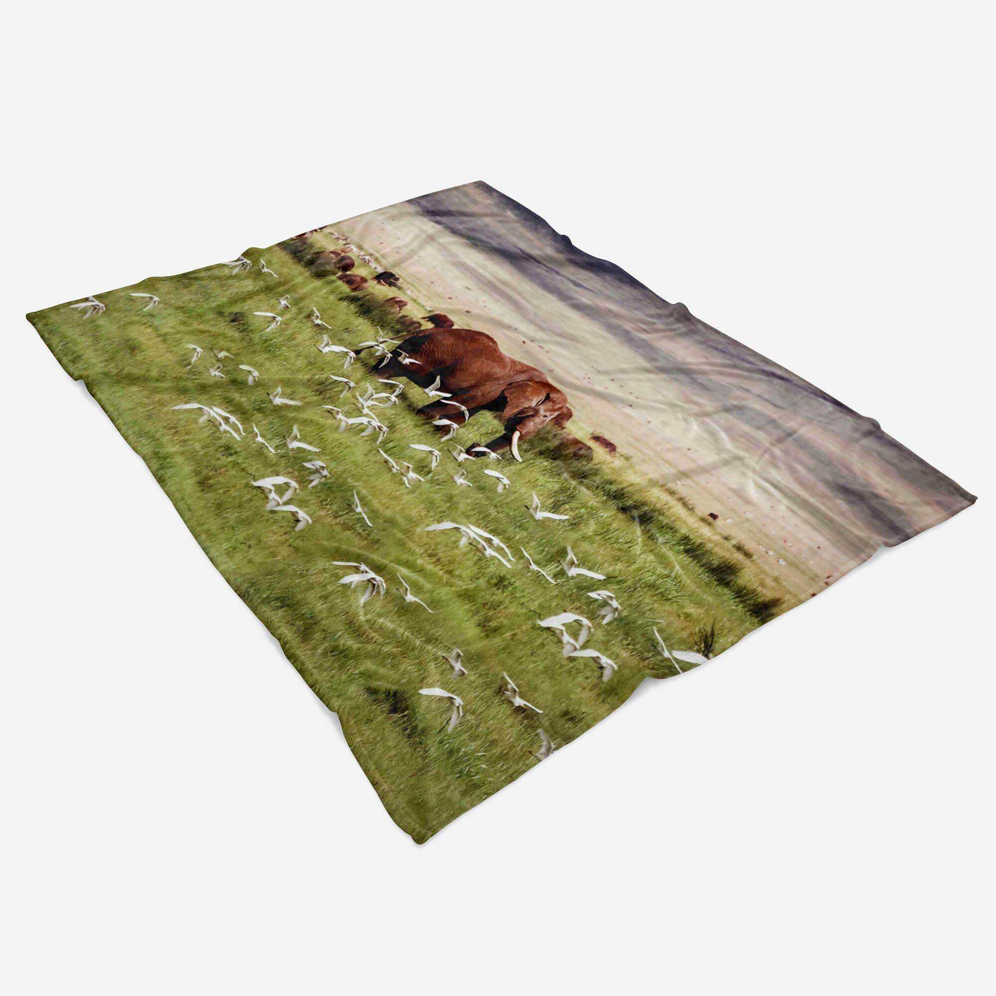 Handtuch Baumwolle-Polyester-Mix Kuscheldecke Sinus Handtücher mit Handtuch (1-St), Afrika Nat, Art Elefant Saunatuch Tiermotiv Strandhandtuch