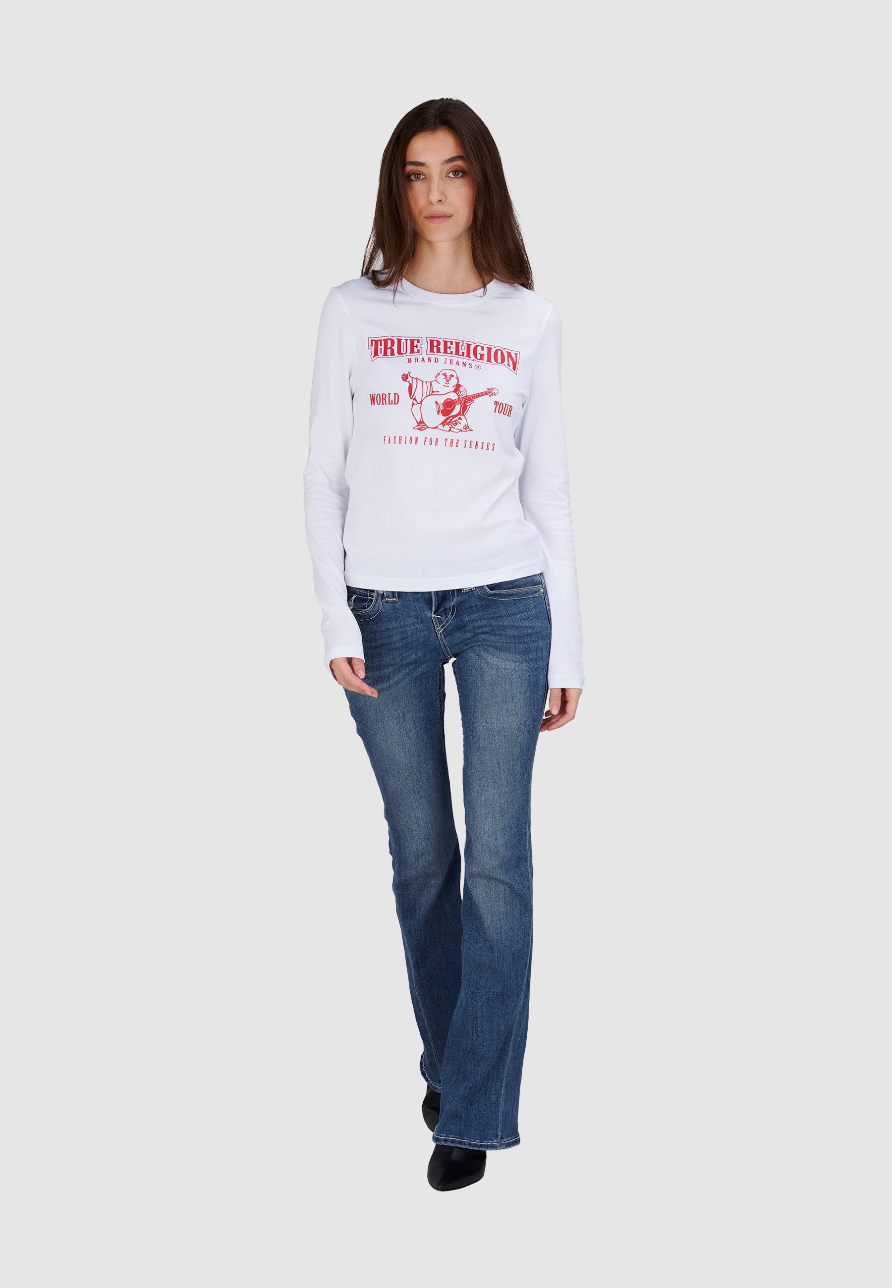 True Religion Bootcut-Jeans BECCA MR BOOTCUT FLAP Baumwollmischung, bootcut fit