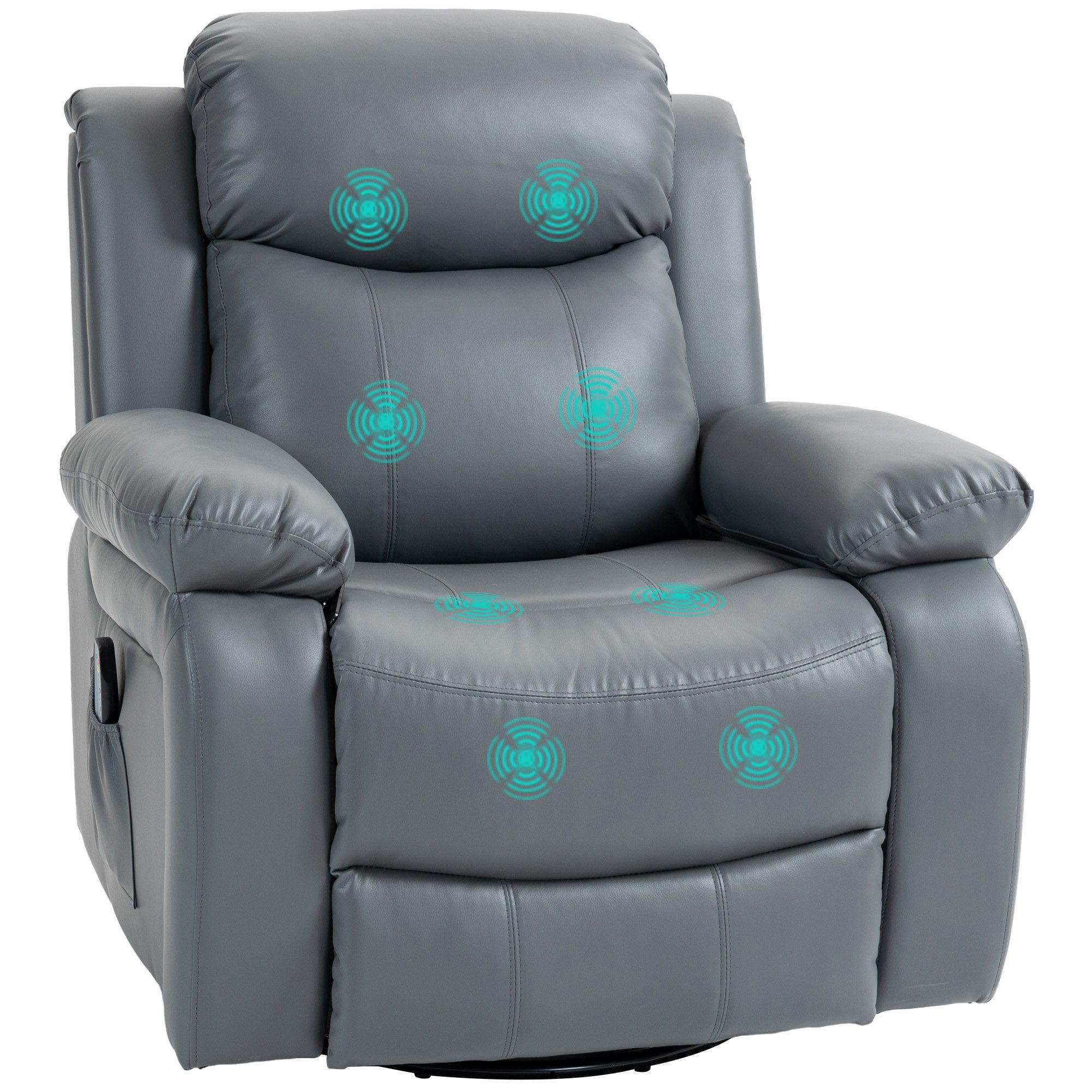 HOMCOM Massagesessel mit 8 Vibrationsköpfen, Fernbedienung, Liegefunktion, Wippfunktion (Fernsehsessel, 1-St., Relaxsessel), für Wohnzimmer, Schlafzimmer, Gau