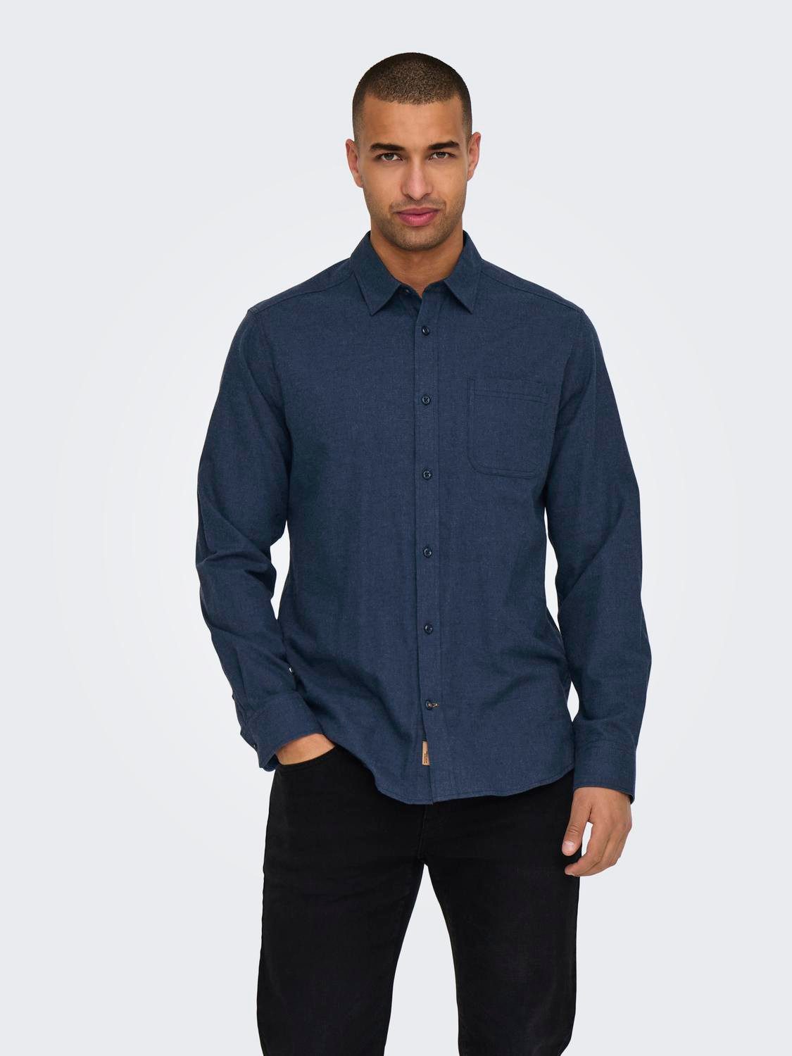 ONLY & SONS Langarmhemd ONSROAD LIFE REG MELANGE LS SHIRT NOOS günstig online kaufen