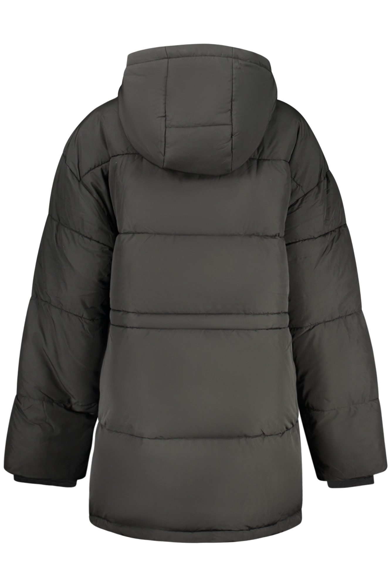 Fila Outdoorjacke Damen Langer Schwarzer Mantel mit Kapuze - Wasser- und Windabweisend