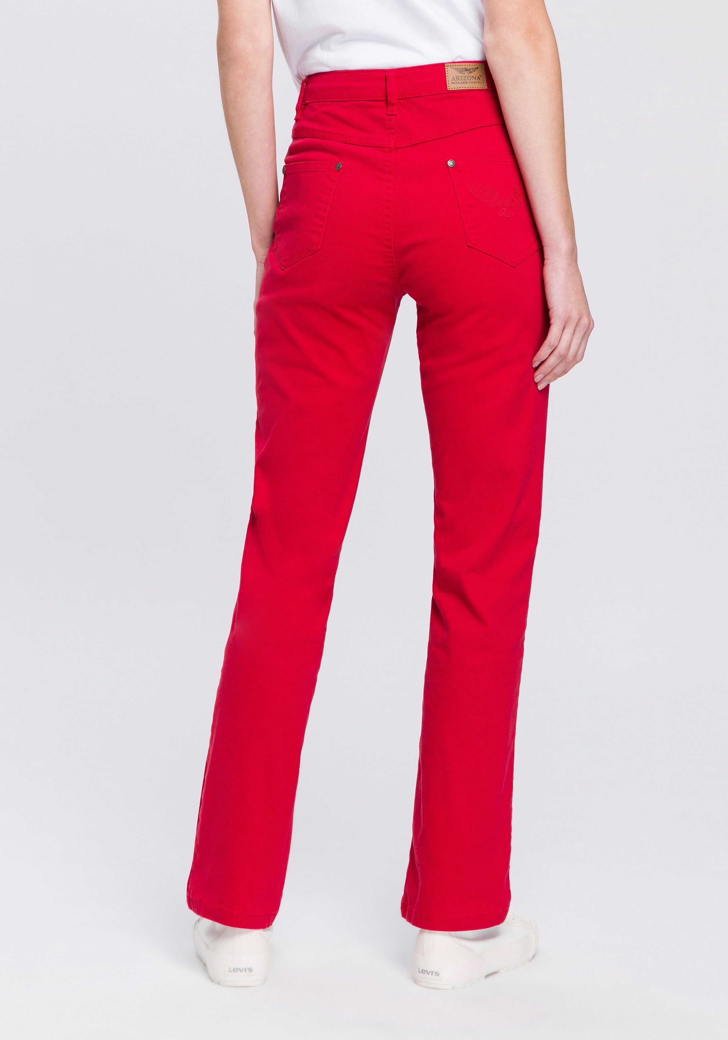 Arizona Gerade Jeans Comfort-Fit High Waist red