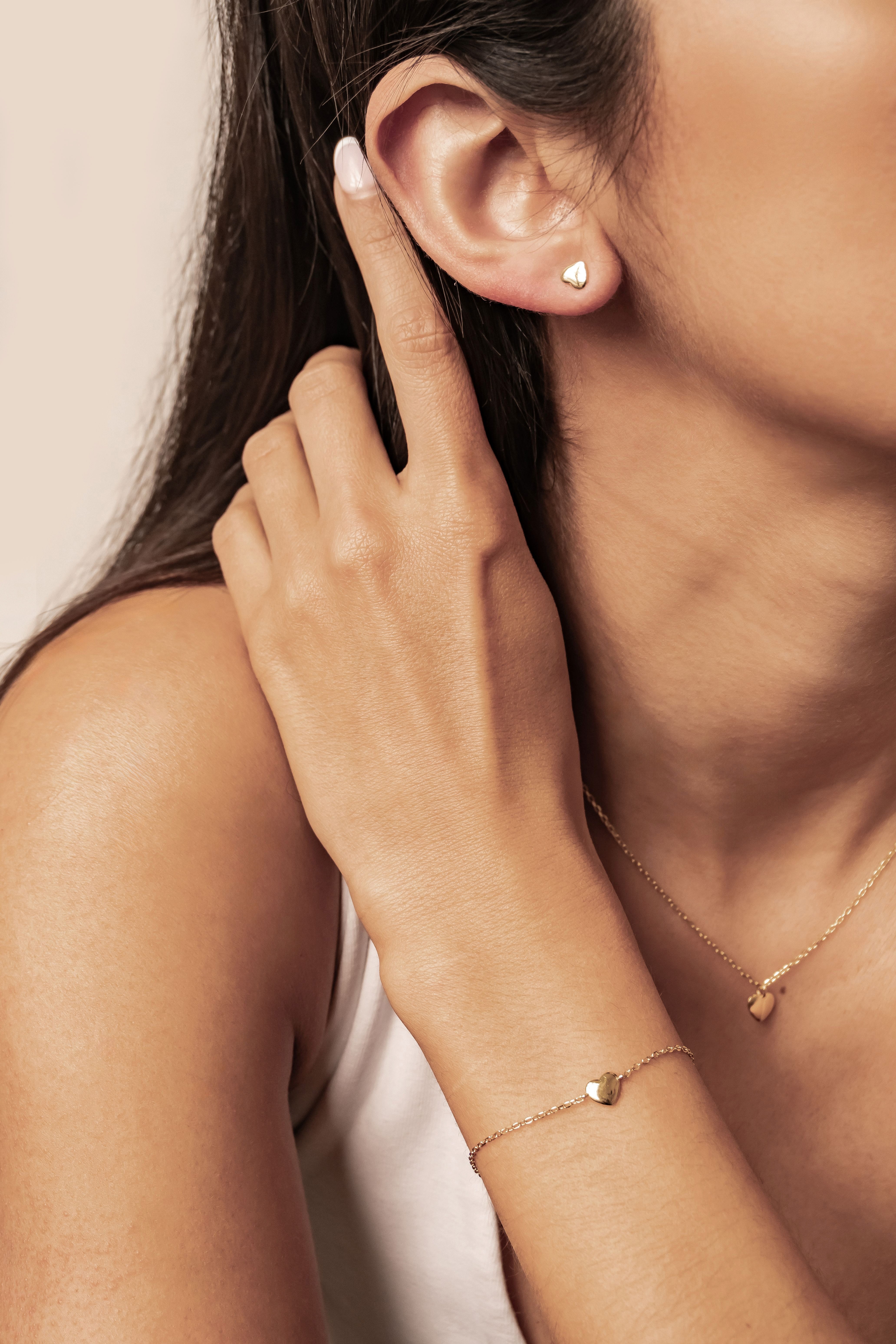Hey Happiness Schmuckset Liebesherz, aus feinem 925er Silber, Zartes 4er Damen Set mit Kette, Armband & Ohrsteckern