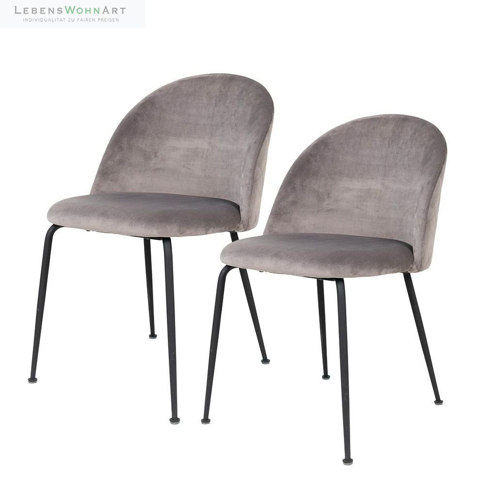 Stuhl 2er-Set - Eleganter Stuhl GENF grau Samt
