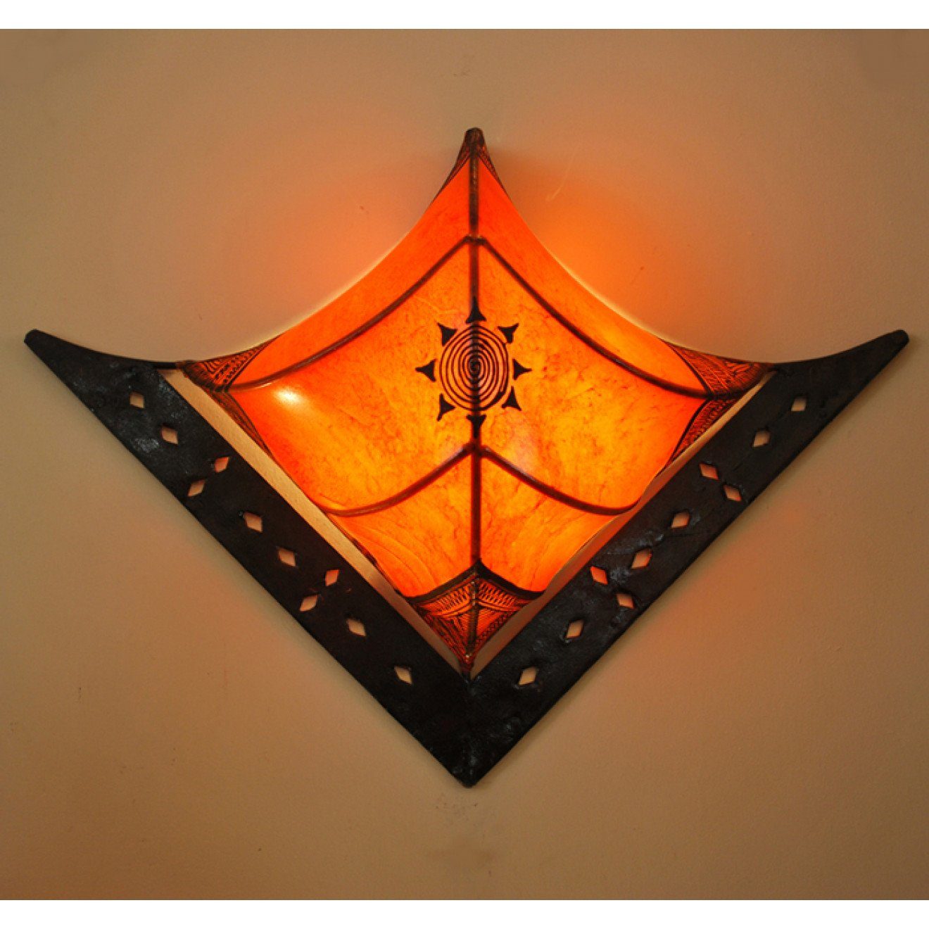 l-artisan Wandleuchte, Marokkanische Leder Wandlampe, Orientalische Wandschirm RAYA Orange