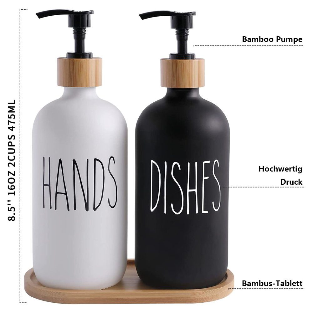 GelldG weiß, Badezimmer Seifenspender Set, Lotion schwarz(Stil2) Handseifenspender Shampoo Matt Seifenspender
