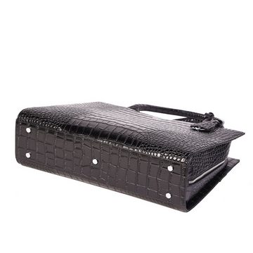 SOCHA Laptoptasche Croco Jet Black 15.6 Zoll, extravagante Businesstasche für Damen - herausnehmbares Laptopfach - Aktentasche mit Tragegurt