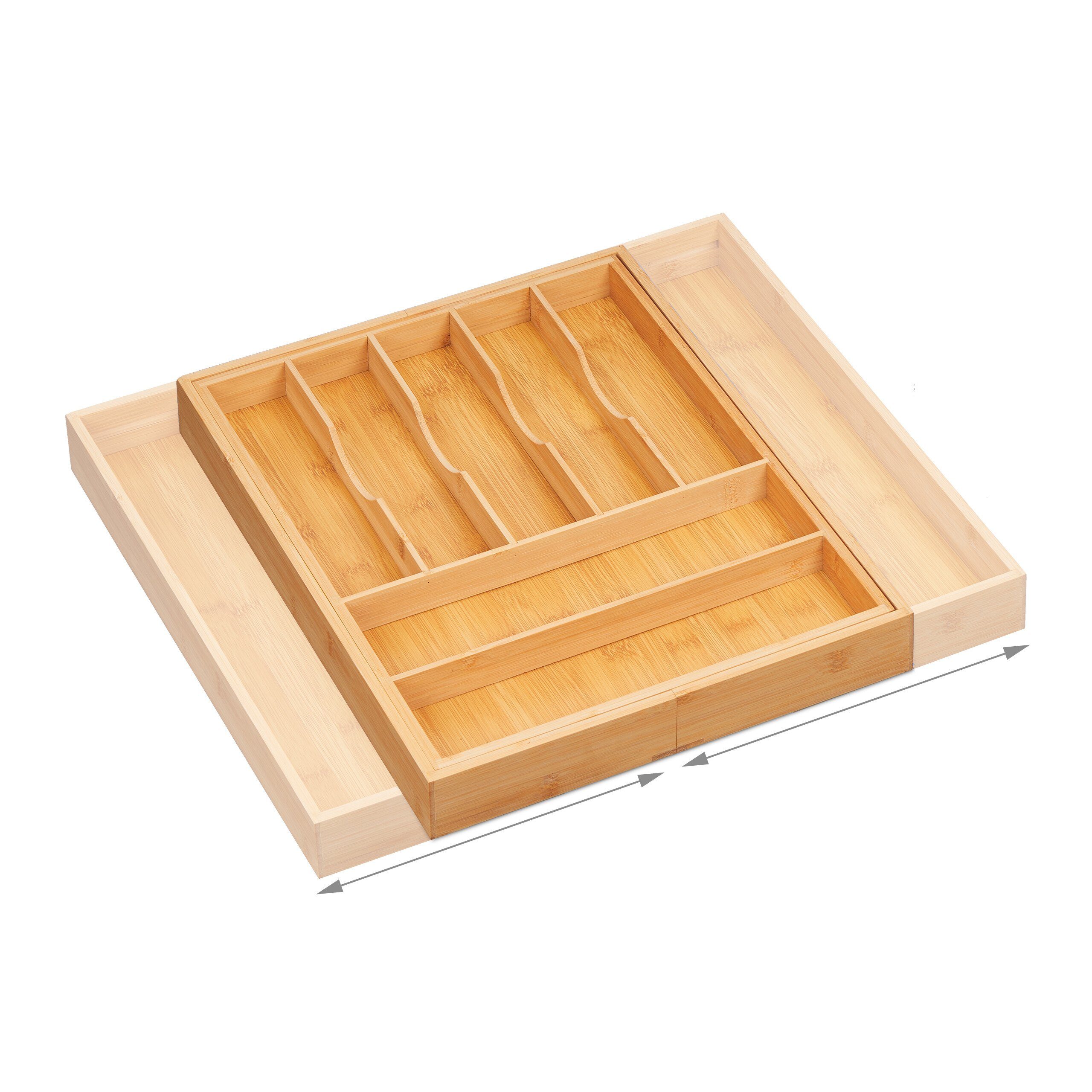 relaxdays Besteckkasten Ausziehbarer Bambus Besteckkasten aus