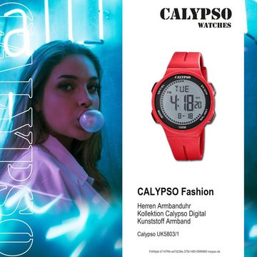 CALYPSO WATCHES Digitaluhr Calypso Herren Uhr Digital Fashion, Herrenuhr rund, groß (ca. 44mm), Kunststoffarmband, Fashion-Style