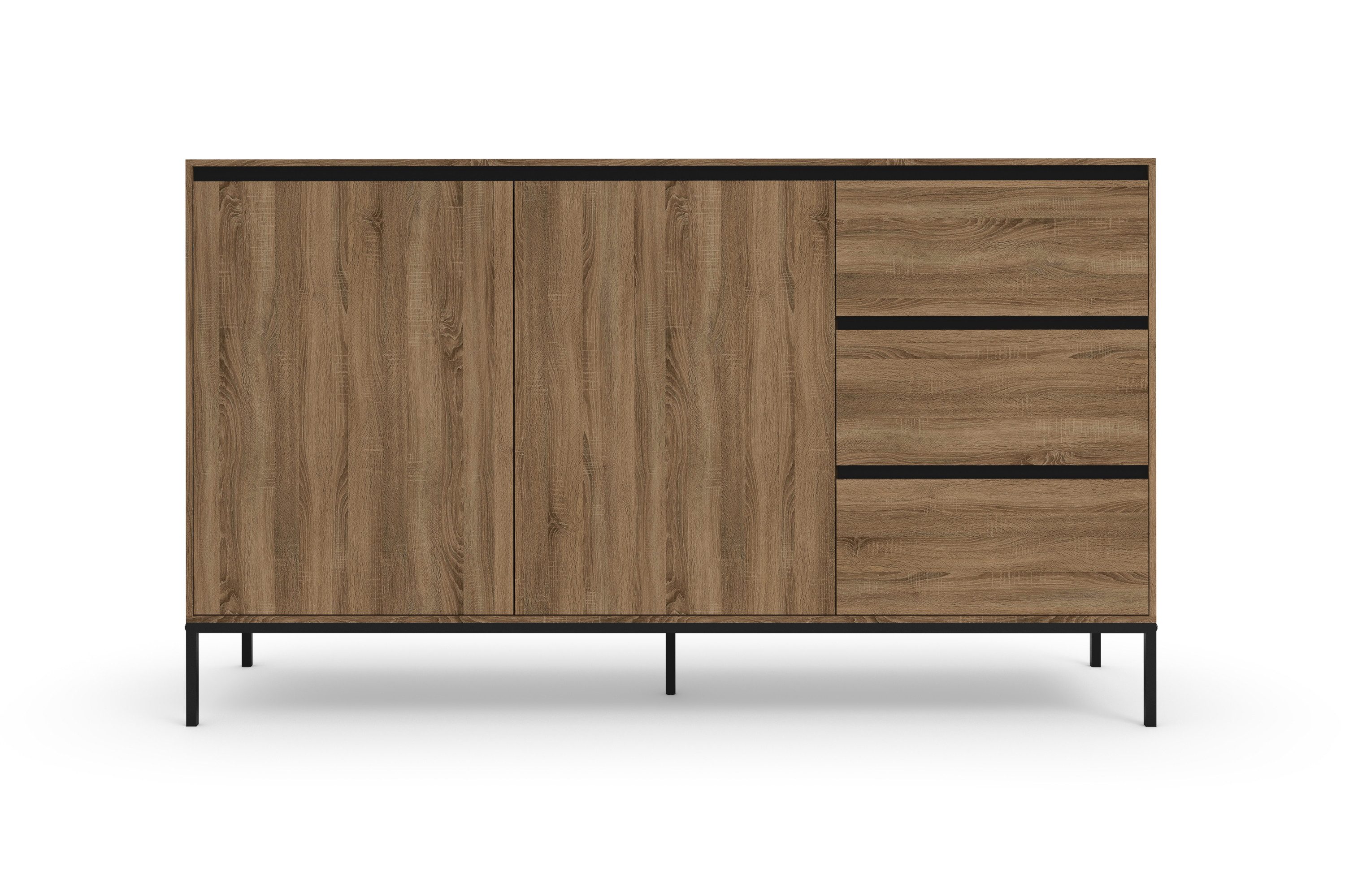 OTTO home Sideboard Bari, Kommode mit 2 Türen und 3 Schubkästen, Breite 140 cm