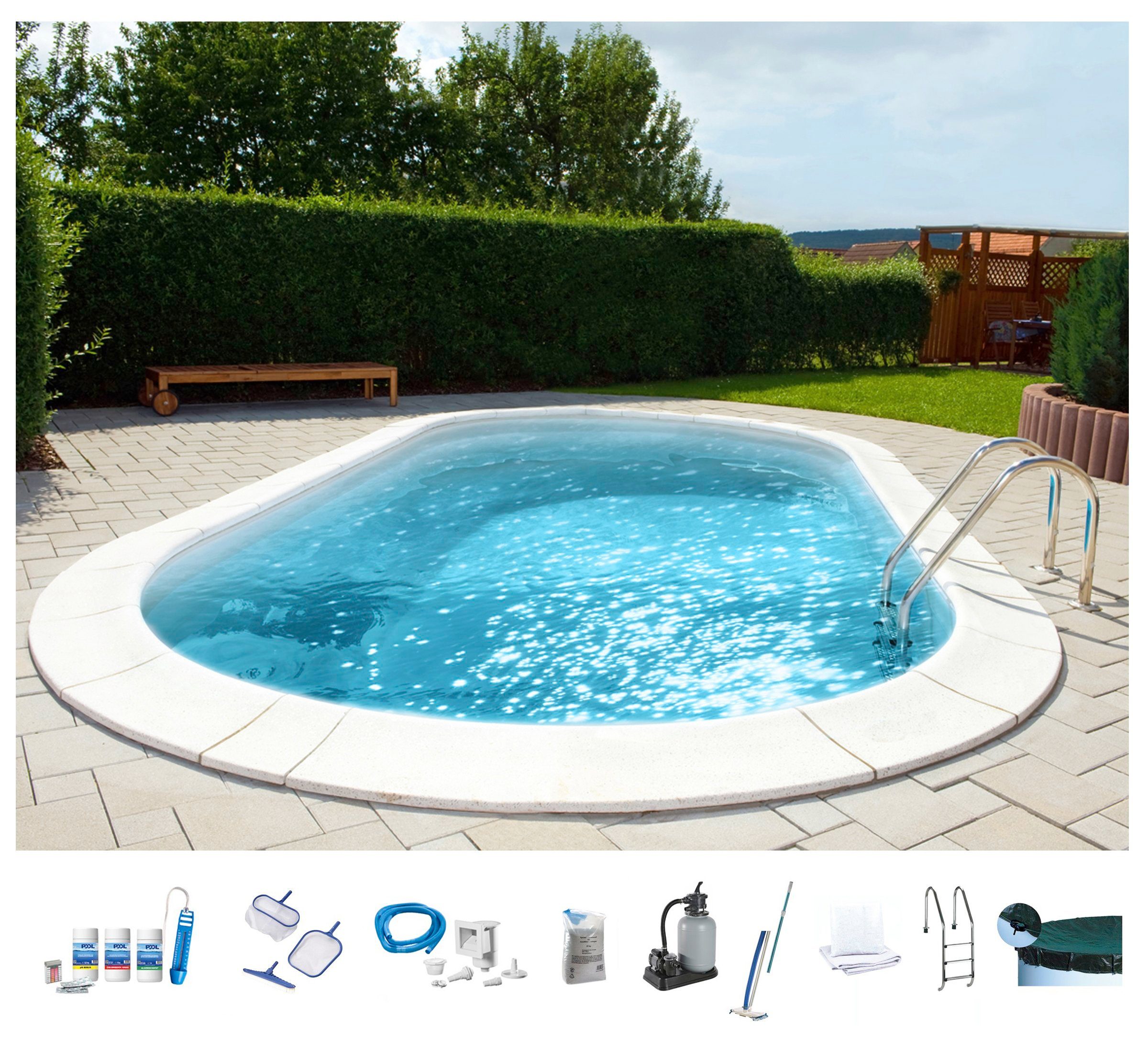 Ovalpool PREMIUM mit sandfarbener Innenfolie