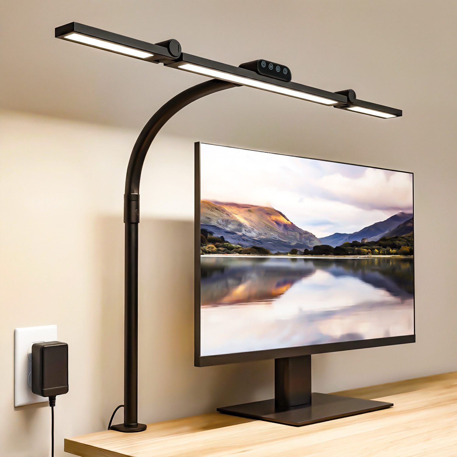 oyajia LED Schreibtischlampe LED Tischleuchte, Dimmbar, Drehbare Tischlampe, Flexiblem Schwanenhals, flexible Gelenke, LED fest integriert, Warmweiß (3000K), Naturweiß (4500K), Kaltweiß (6000K), 5 Farben 5 Helligkeitsstufen dimmbare, 72cm Klemmlampe, Bürolampe