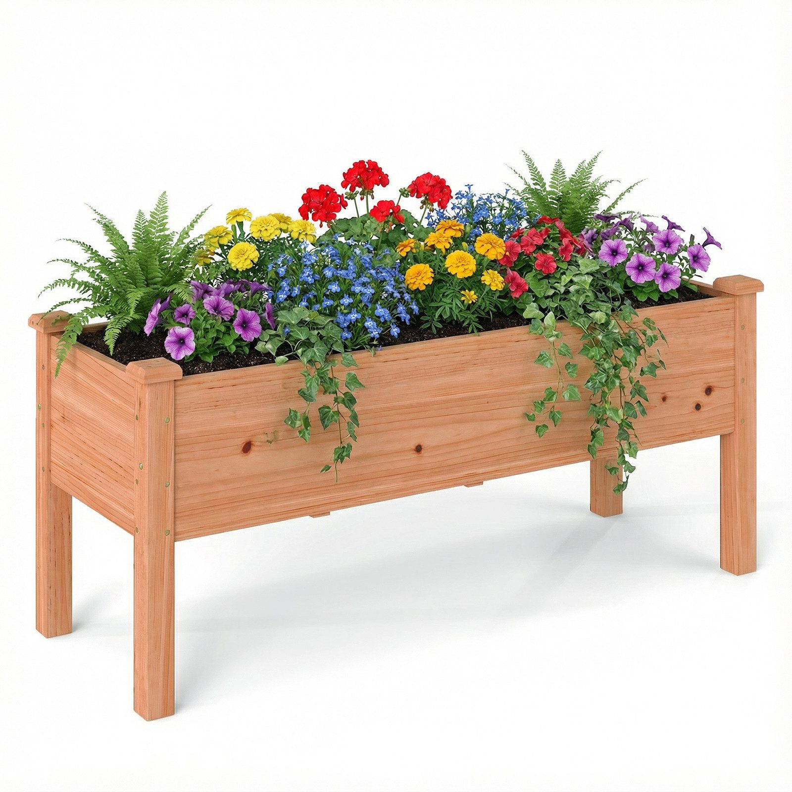 COSTWAY Hochbeet (1 St), Pflanzbeet, Blumenkasten, Blumenkübel aus Tannenholz