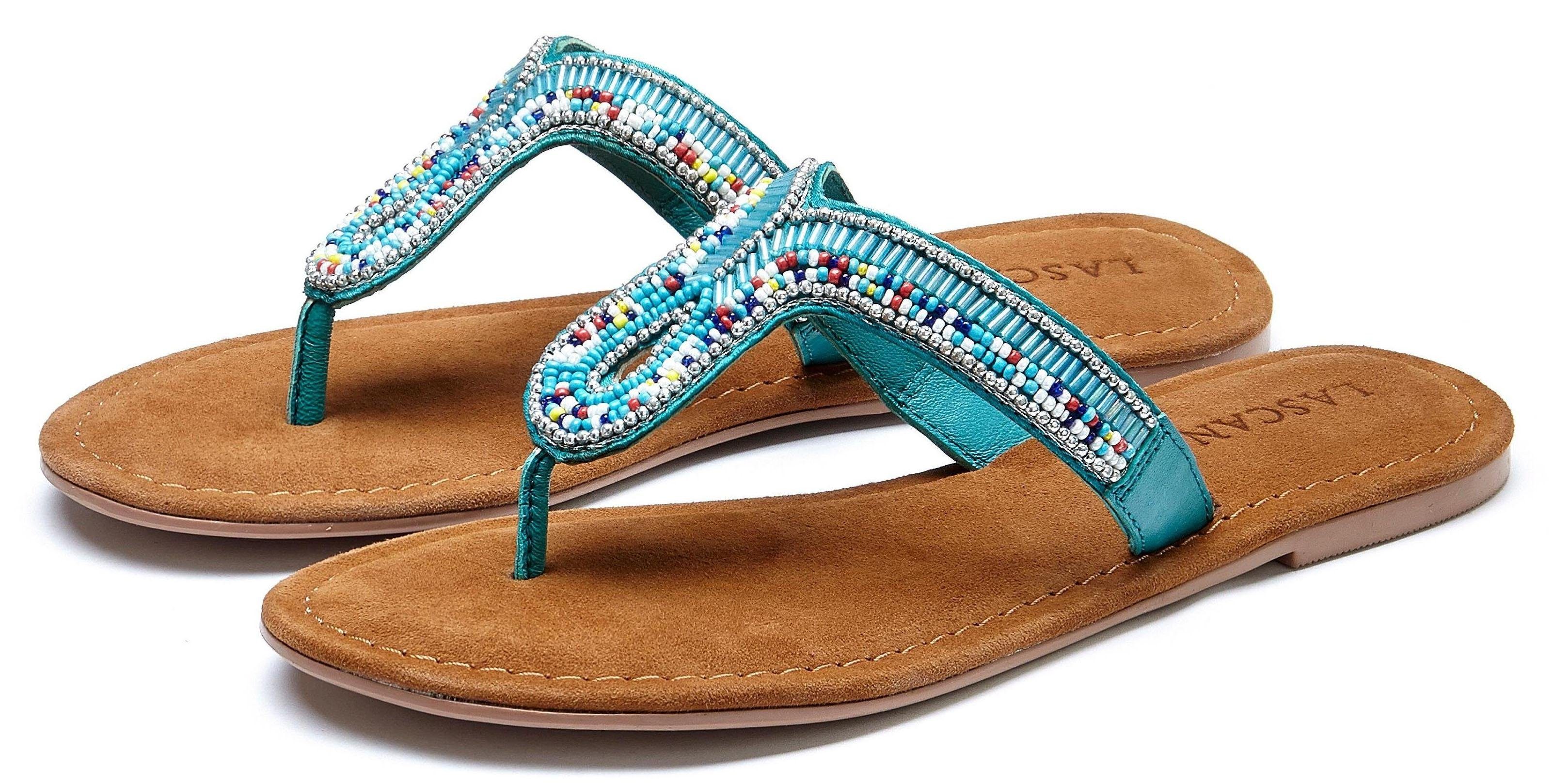 LASCANA Zehentrenner Sandale, Pantolette aus Leder günstig online kaufen