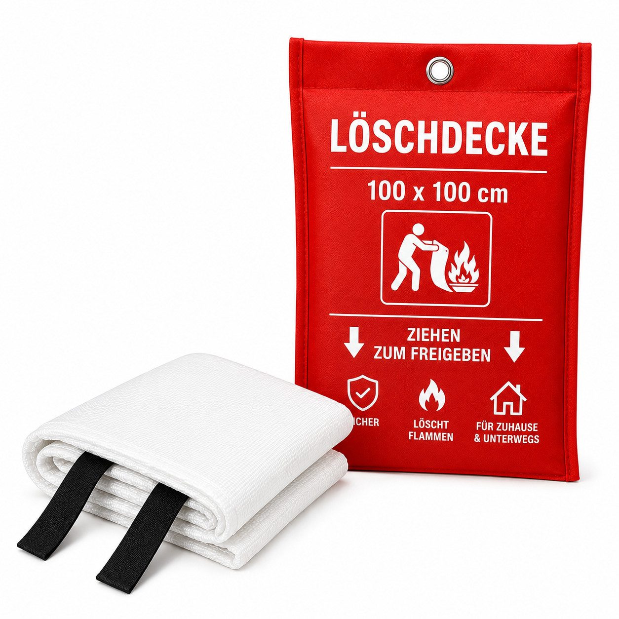FireMat Löschdecke Brandschutzdecke für Fettbrände, Küche, Haushalt & Camping 100x100cm, 100x100 cm