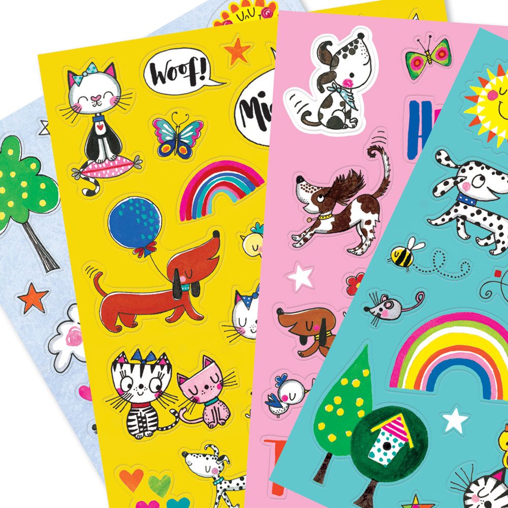 Partystrolche Sticker Kinder-Sticker-Set Rachel Ellen - 4 Bögen mit 80 Stickern, (Set mit 4 Bögen), Illustrationen von Rachel Ellen