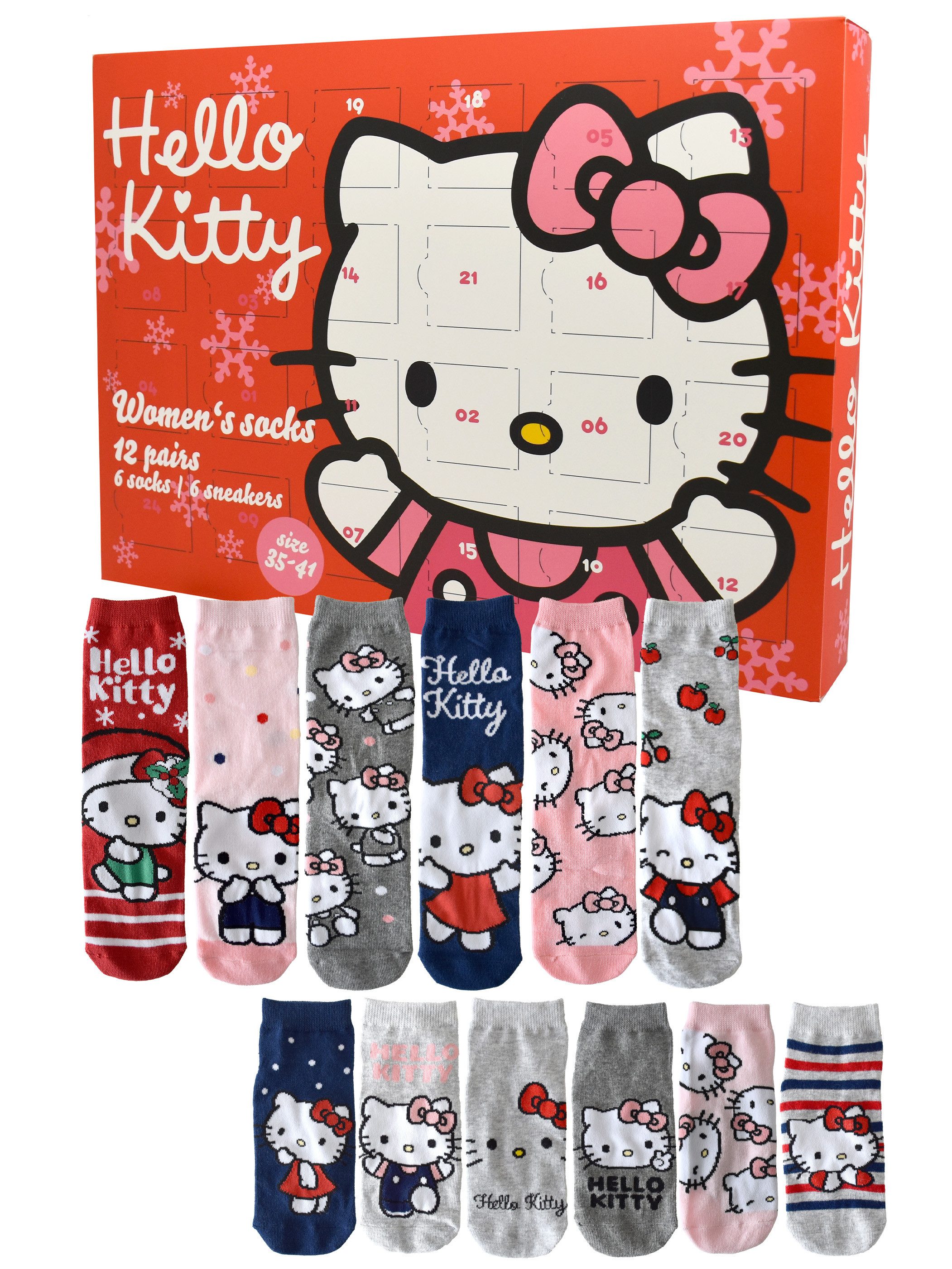 Adventskalender Hello Kitty Socken Adventskalender mit 12 Paar kurz und lang