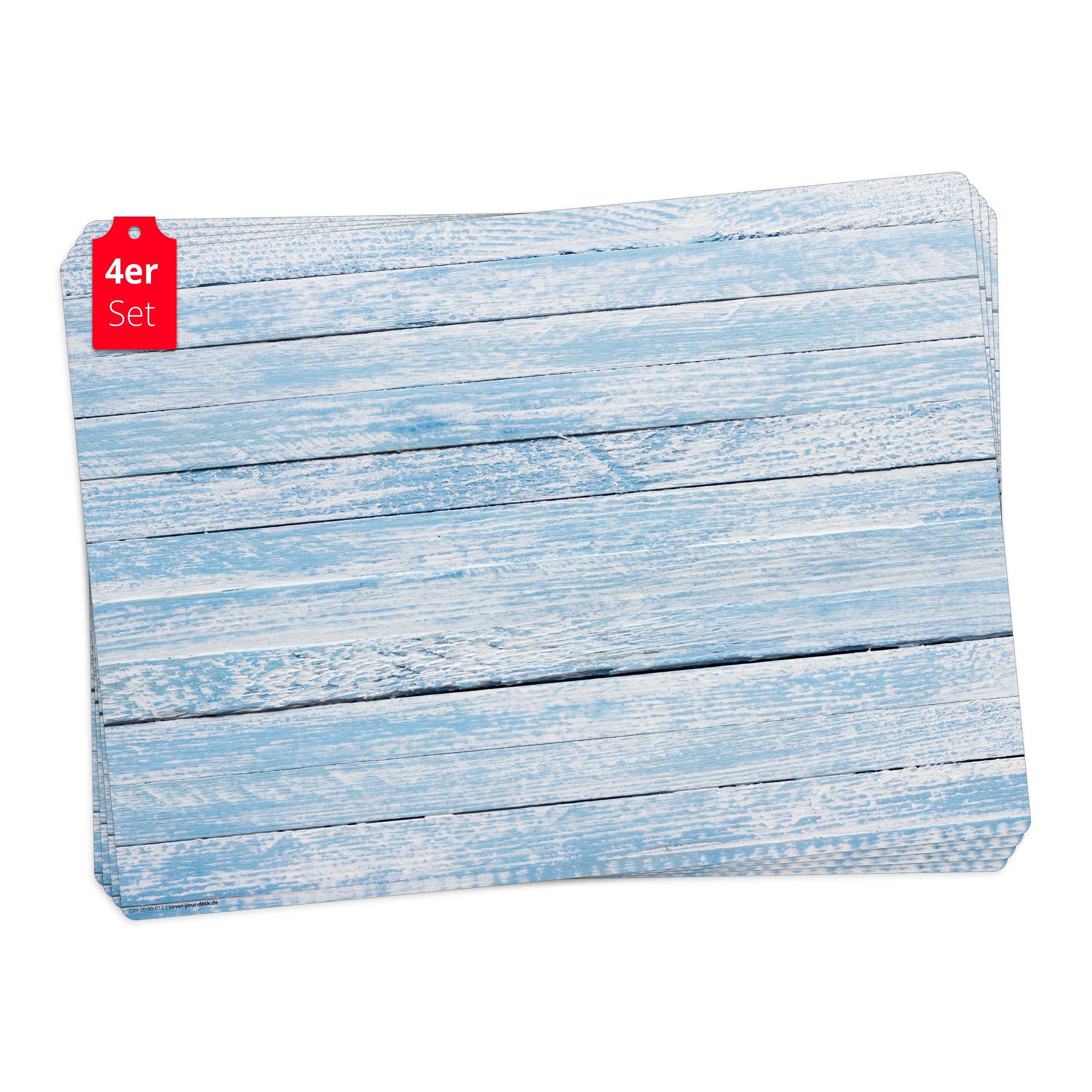 Platzset Tischset, Platzset abwaschbar - Blaue Holzbretter im Vintage-Look