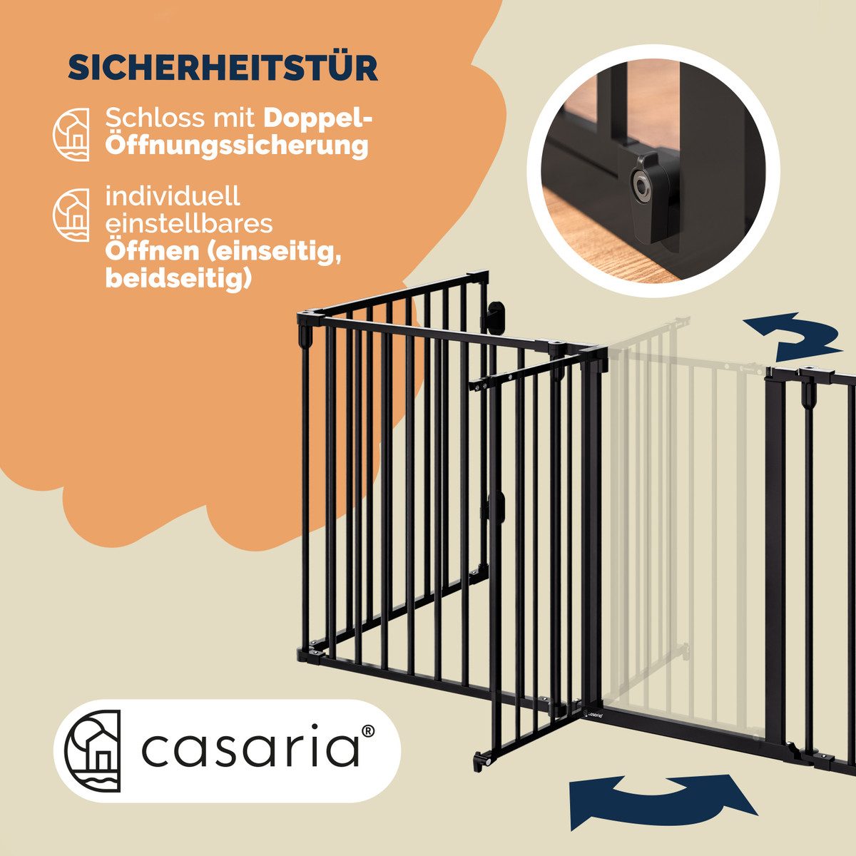 Casaria Fireplace Gate, Fireplace Safety Gate with Lock, Foldable, 306x76cm, Barrier Gate