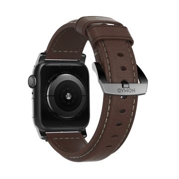 Nomad Smartwatch-Armband Nomad Traditional Strap Leather Brown Connector 40/38 mm - Schwarz