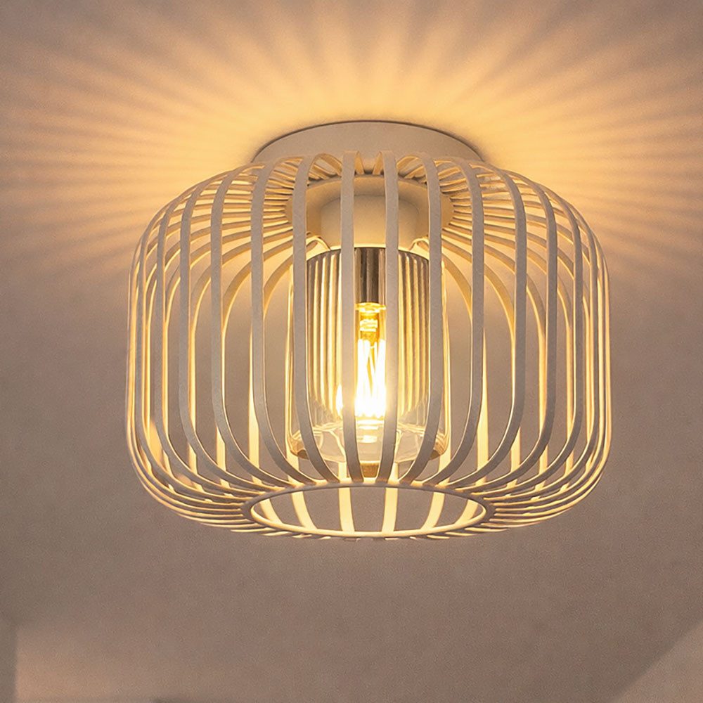 GLOBO LIGHTING LED Deckenleuchte, Leuchtmittel inklusive, Warmweiß, LED Deckenleuchte Wohnzimmerlampe Metallgitter sand Rauchglas Lampe