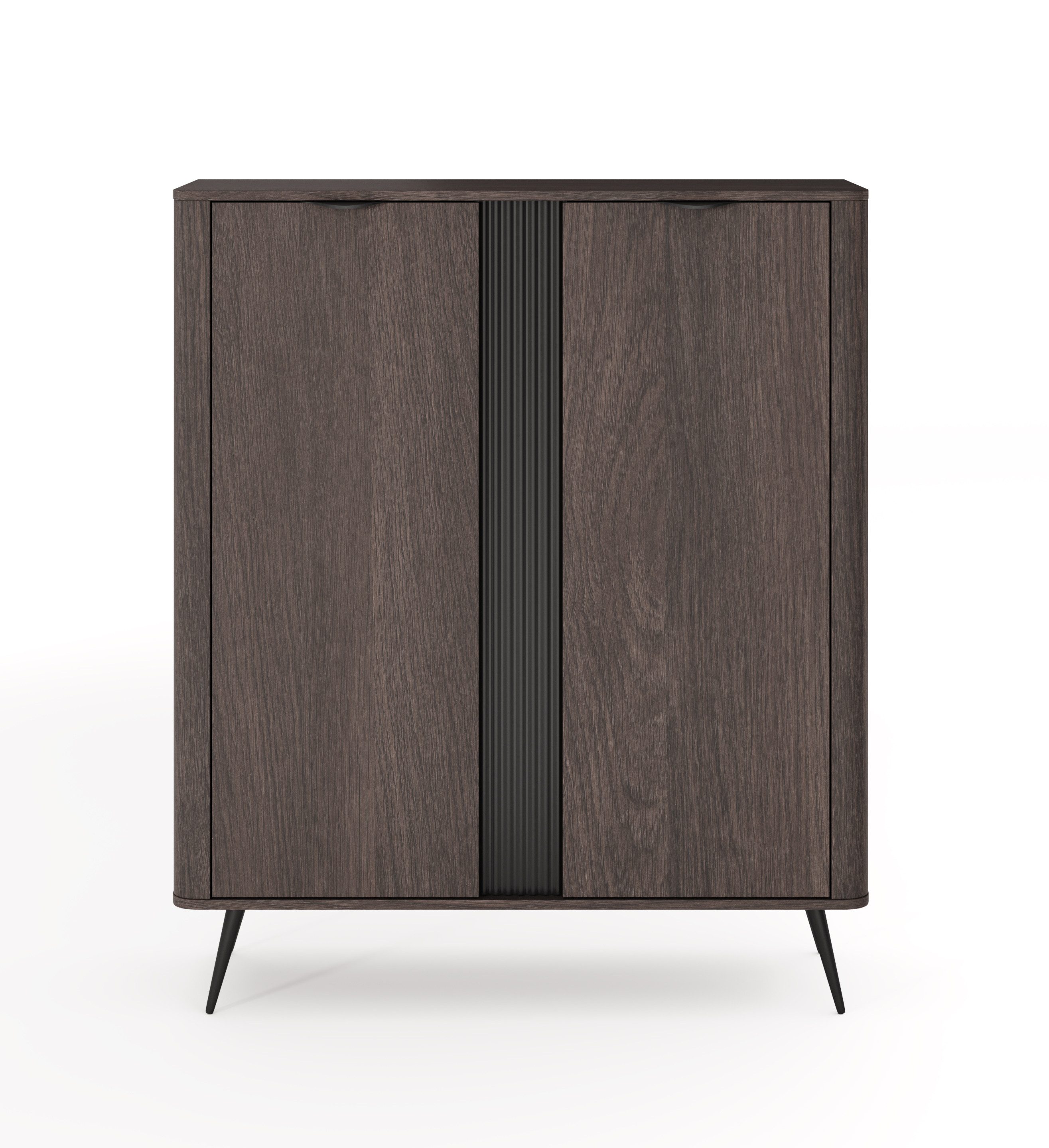 Compleo Hochkommode mit 2 Türen, Japandi Design, Kommode mit Metallfüße