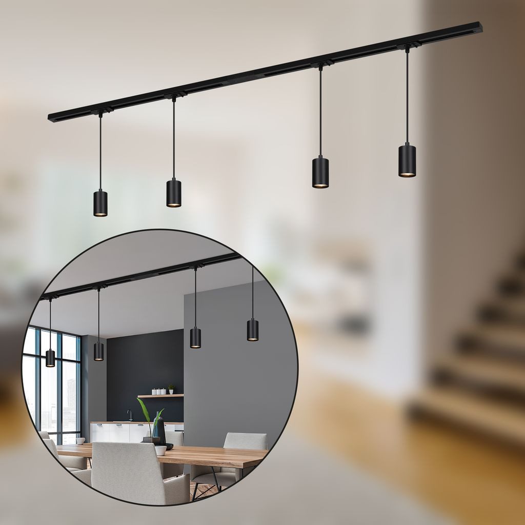 Briloner Leuchten LED Deckenleuchte 8015045B, LED wechselbar, 2700K - Extra-Warmweiß, Schienensystem Rail 1,5 m Schwarz max. 9W Decke Wohnzimmer Büro Küche