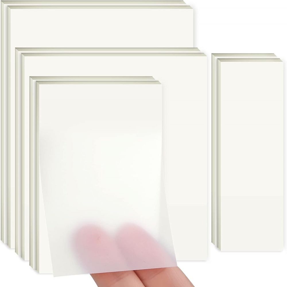 Caterize Haftnotizblock 400 Blätter Transparente Haftnotizen,für Schulsachen,Hause,Vier Größen