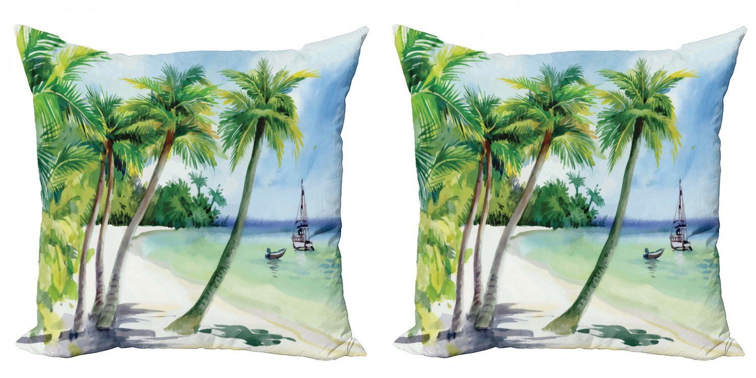 Accent Tropische Modern Kissenbezüge Doppelseitiger Abakuhaus Landschaft Tropisch Digitaldruck, Stück), (2 Strand